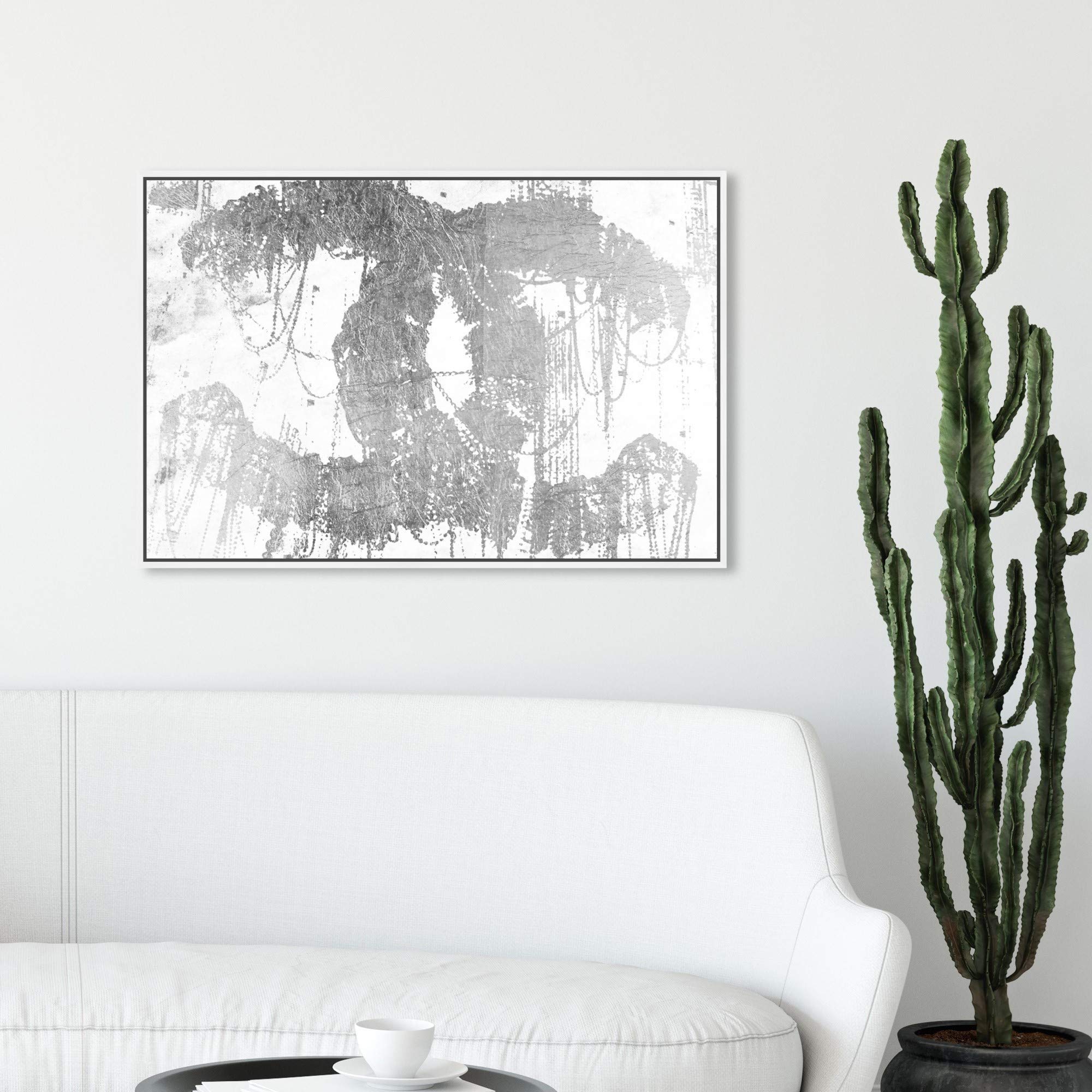 Oliver Gal Artist Co. 'Hey Lolita Silver' Fashion Wall Art - 30x20 Inch Gray & White Framed Canvas Print - Perfect for Living Room, Bedroom & Office Decor