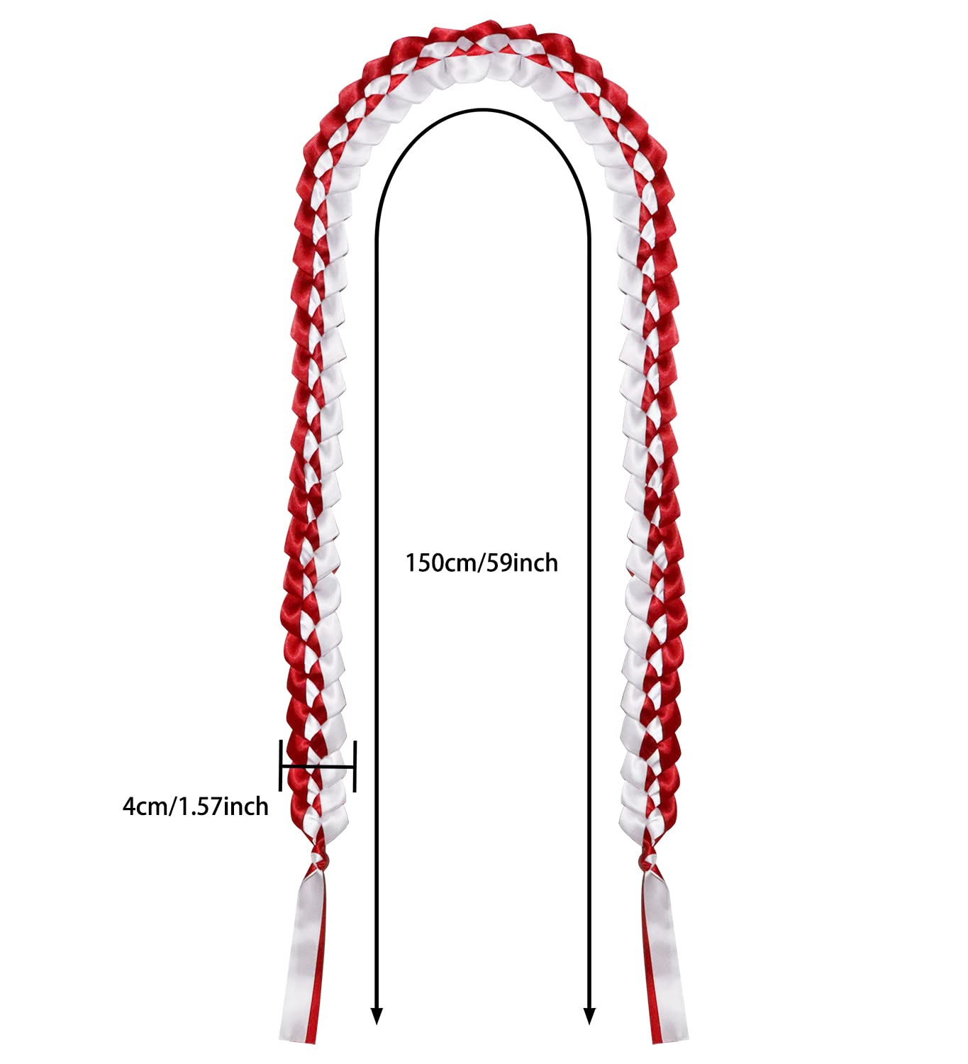 2023 Graduation Lei Penta Angel Braided Honor Cord - Red & White Graduation Ribbon Lei for High School & College Students - Perfect Gift for Grad Parties, Ceremonies & Decorations - Celebrate Achievements with Style!