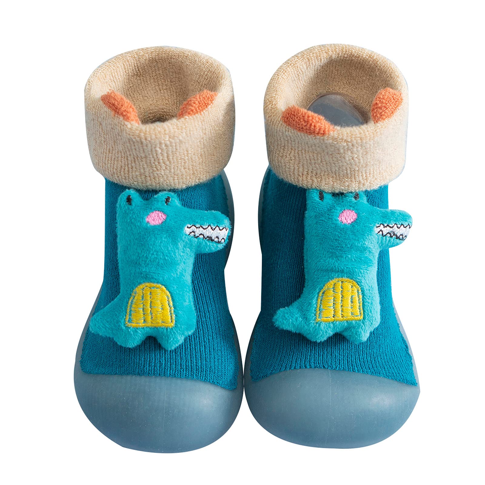**Warm Knit Sole Baby Slippers for Toddlers - Non-Slip Rubber Sole, Soft & Comfortable (Blue, Size 18) - Perfect for Indoor Play, Nursery, and Cold Weather**