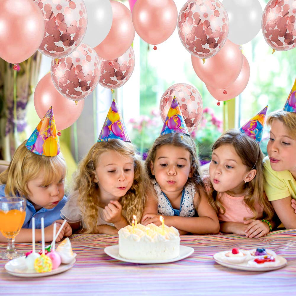 50 Pack 12 Inch Rose Gold Confetti Balloons - Helium Ready for Wedding, Valentine's Day, Birthday Party Decorations | Perfect for Baby Showers, Bridal Showers & Anniversary Celebrations