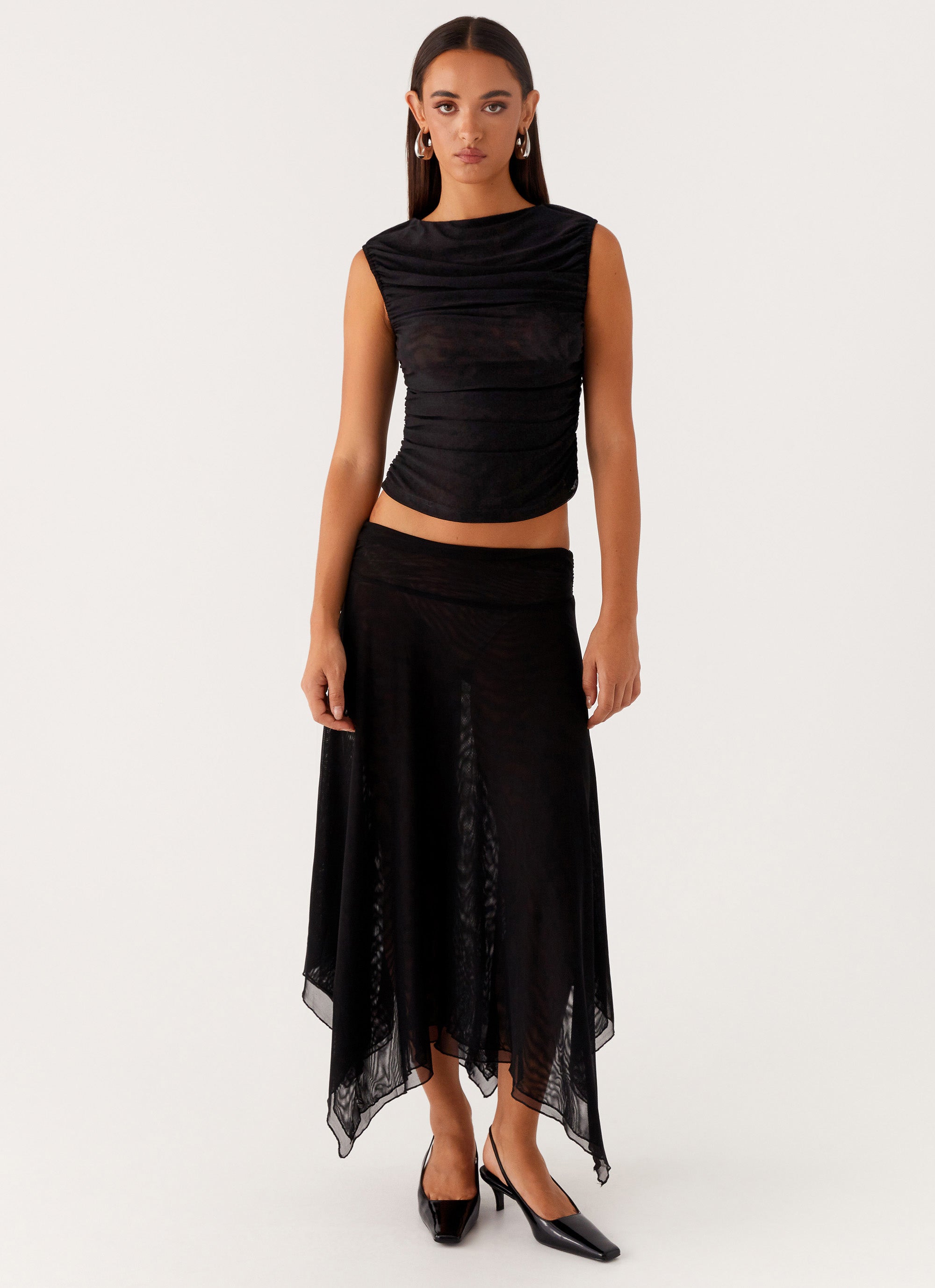Arwen Midi Skirt for Women - Elegant Black Flowy Skirt | Perfect for Office, Date Night & Casual Outfits