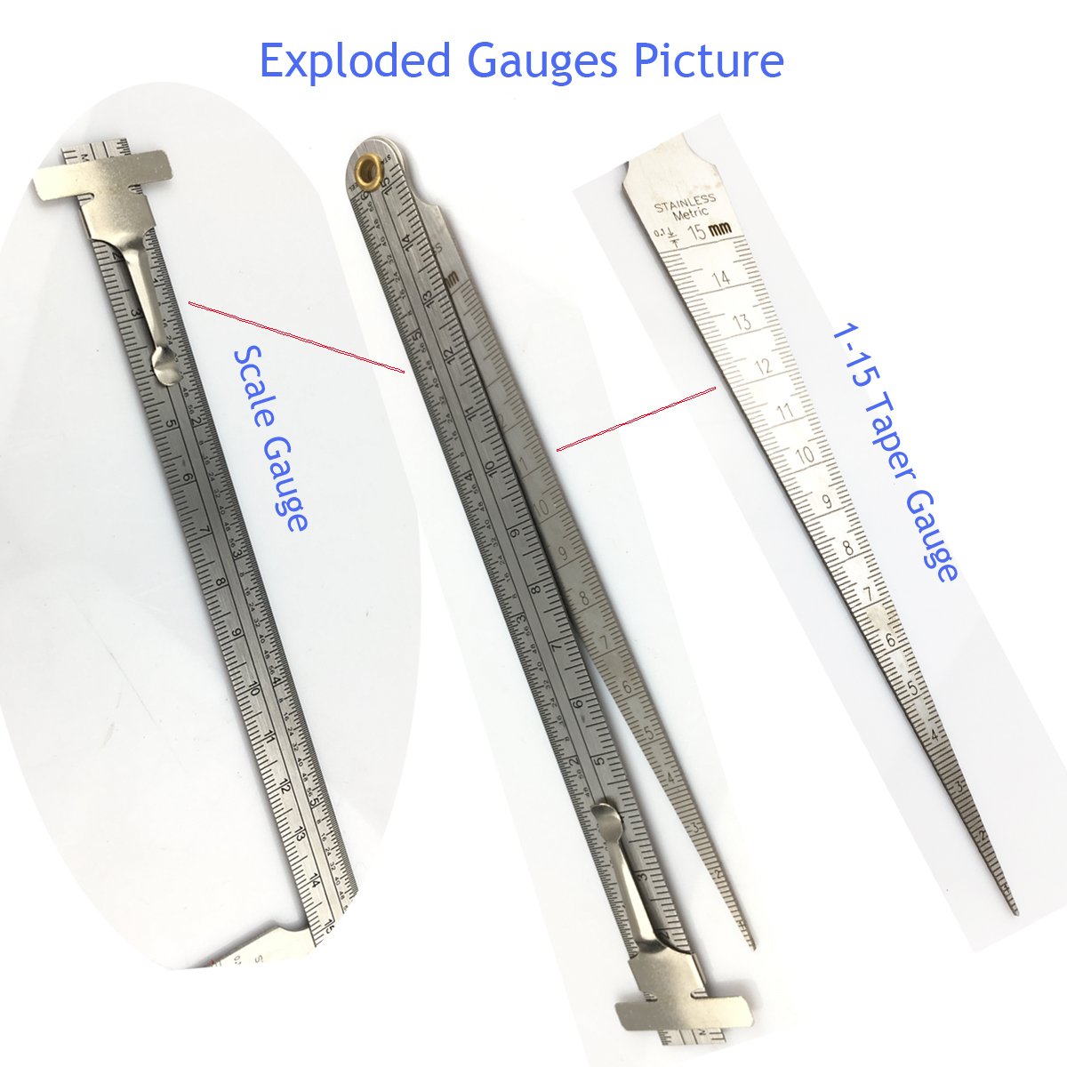 B.W.P Welding Taper Gauge Set - Stainless Steel Hole Depth Ruler & Inspection Tool for Metalworking, Pipe Fitting, and Automotive Repair