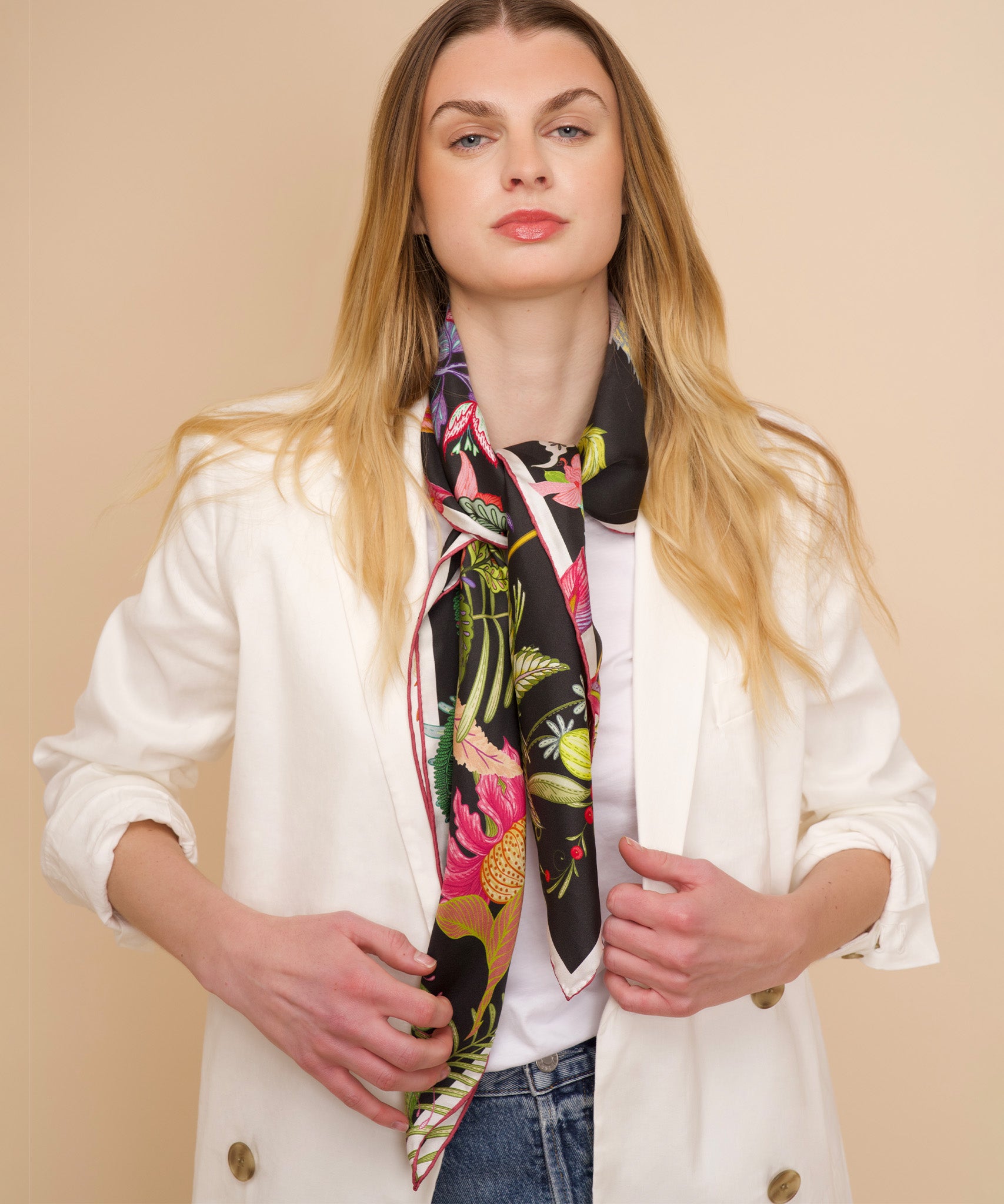 Oasis 35 Silk Square Scarf - Luxury Fashion Accessory for Women, Elegant Square Silk Scarf for Office, Travel & Special Occasions