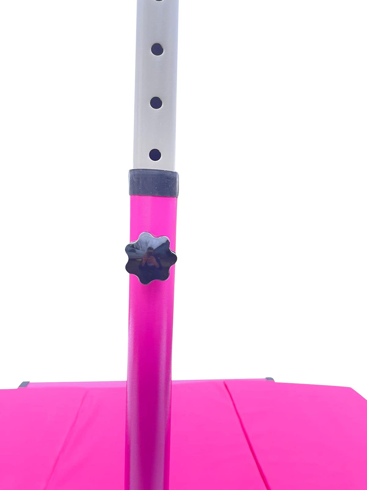 Adjustable Gymnastics Bar for Kids & Adults - 3 to 5 FT Height, with 6'x4' Tumble Mat - Home Gym Equipment for Junior Gymnasts - Expandable Asymmetric Training Bar (Pink) - Perfect for Indoor Practice, Backyard Training & Gymnastics Skill Development