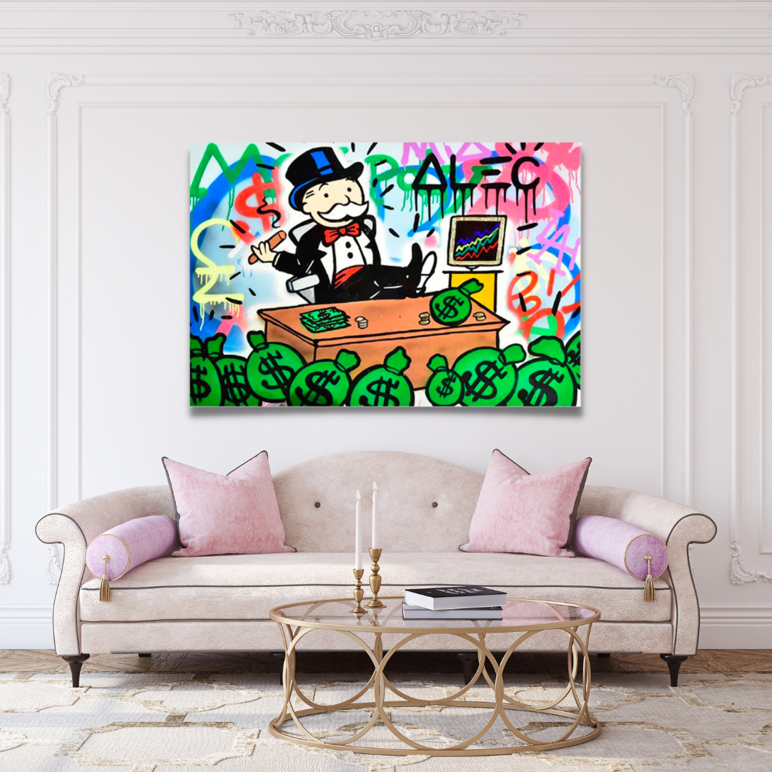 Alec Monopoly Stock Broker Art: Millionaire Canvas Print Wall Decor for Office, Living Room & Gallery | Modern Investment-Themed Artwork