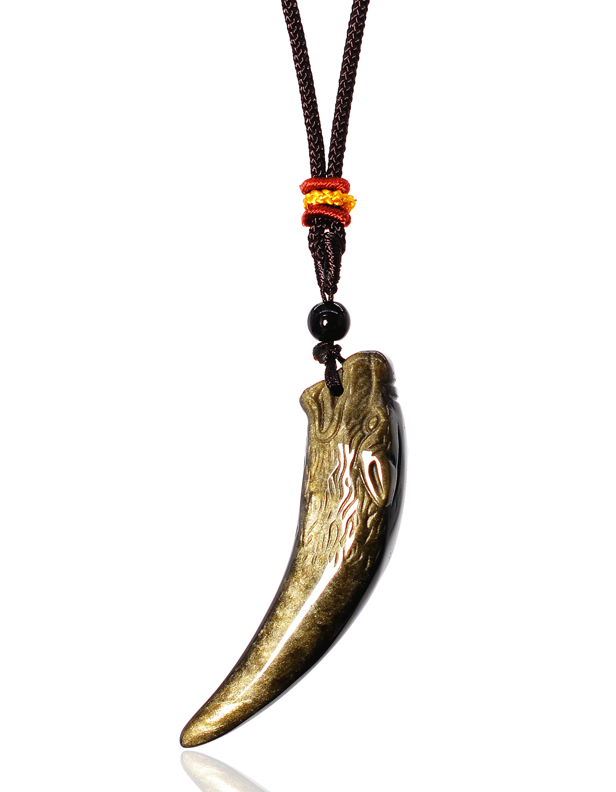 Black Obsidian Wolf Tooth Necklace - Protection & Healing Crystal Pendant Jewelry for Men & Women - Perfect for Spiritual Healing, Meditation, and Energy Balancing