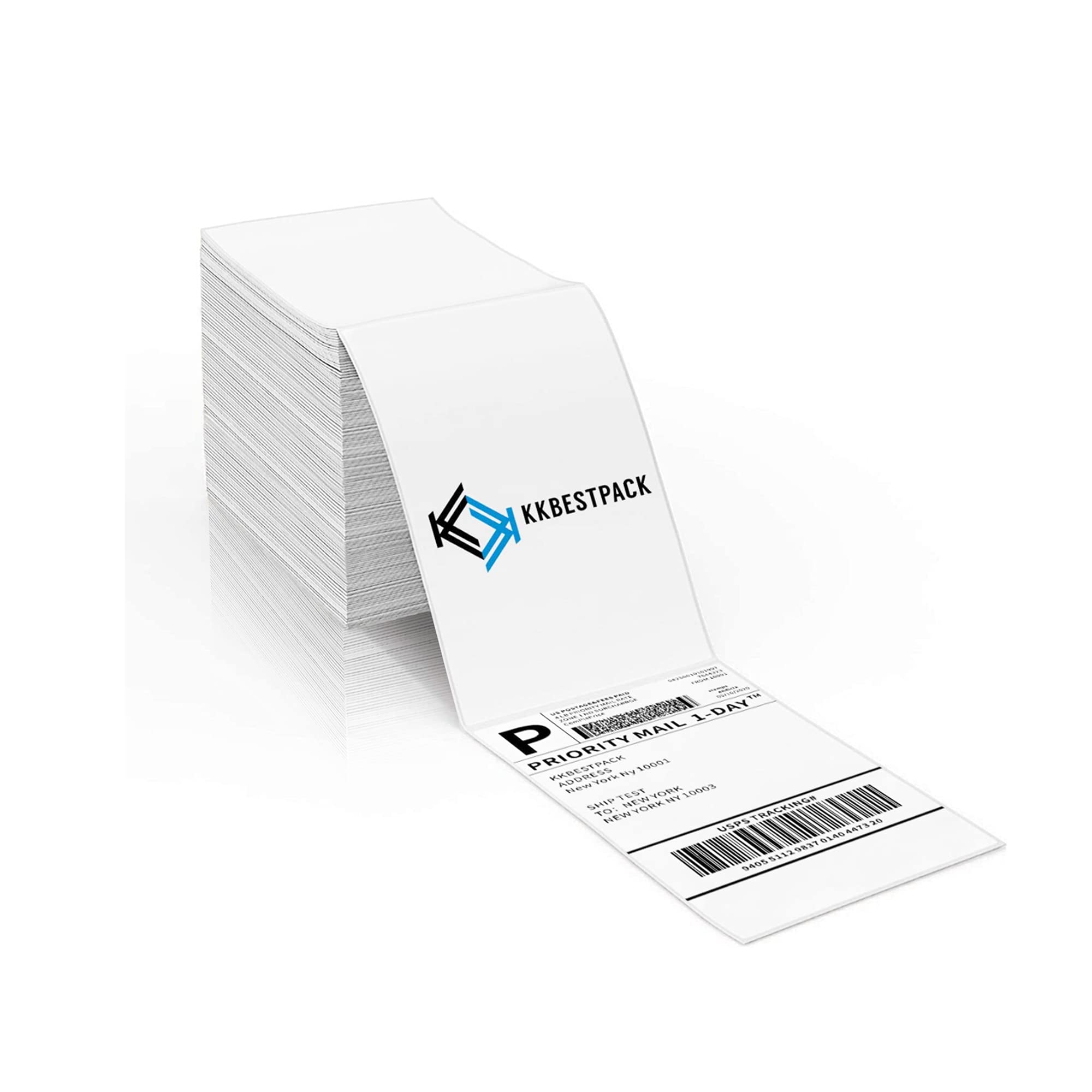 KKBESTPACK 4x6 Fan Fold Direct Thermal Shipping Labels - 500 Pack for Thermal Printers | Perfect for USPS, UPS, FedEx & E-Commerce Shipping