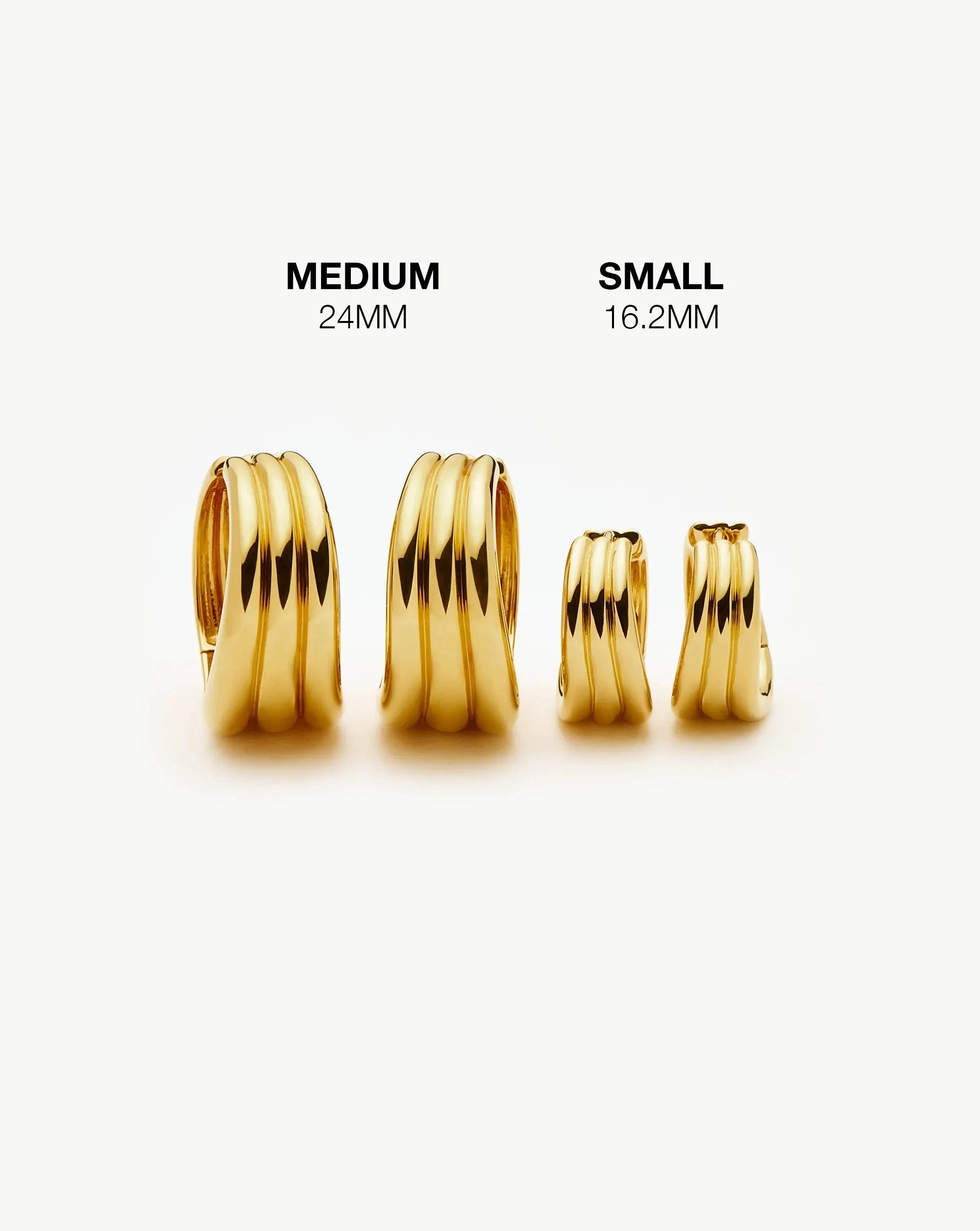 Savi Triple Ridge Medium Hoop Earrings - 18k Gold Plated Women's Jewelry for Everyday Wear & Special Occasions