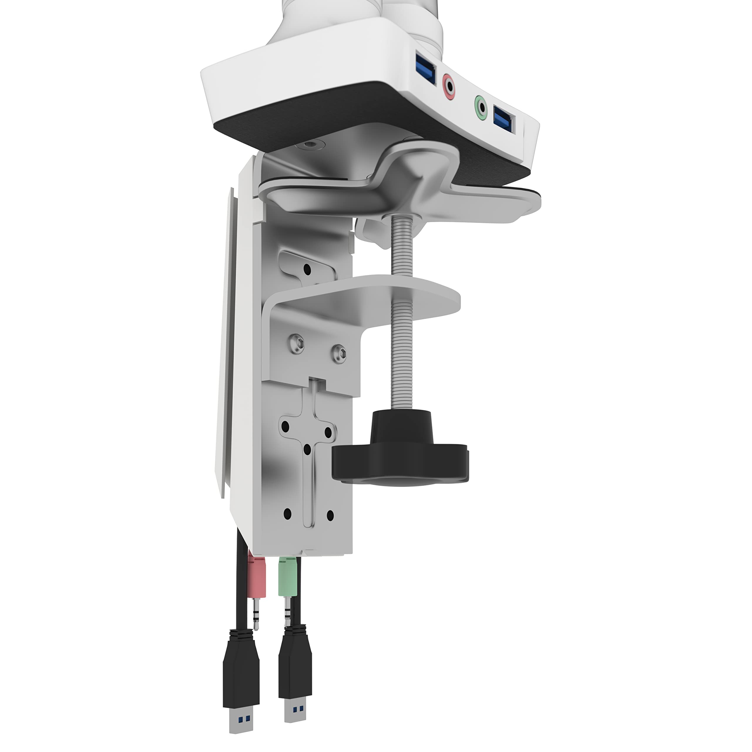 Bestar Universal Dual Monitor Arm with Pistons - White | Adjustable Ergonomic Desk Mount for Home & Office | Perfect for Gaming, Work & Productivity