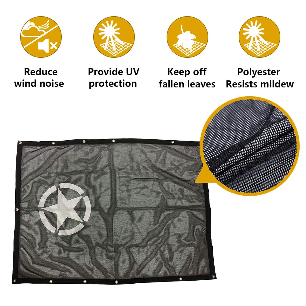 Jeep Wrangler TJ Bikini Top Sunshade Mesh Cover (1997-2006) - UV Protection, Wind & Noise Reduction Accessories | Perfect for Off-Roading, Beach Trips & Summer Driving