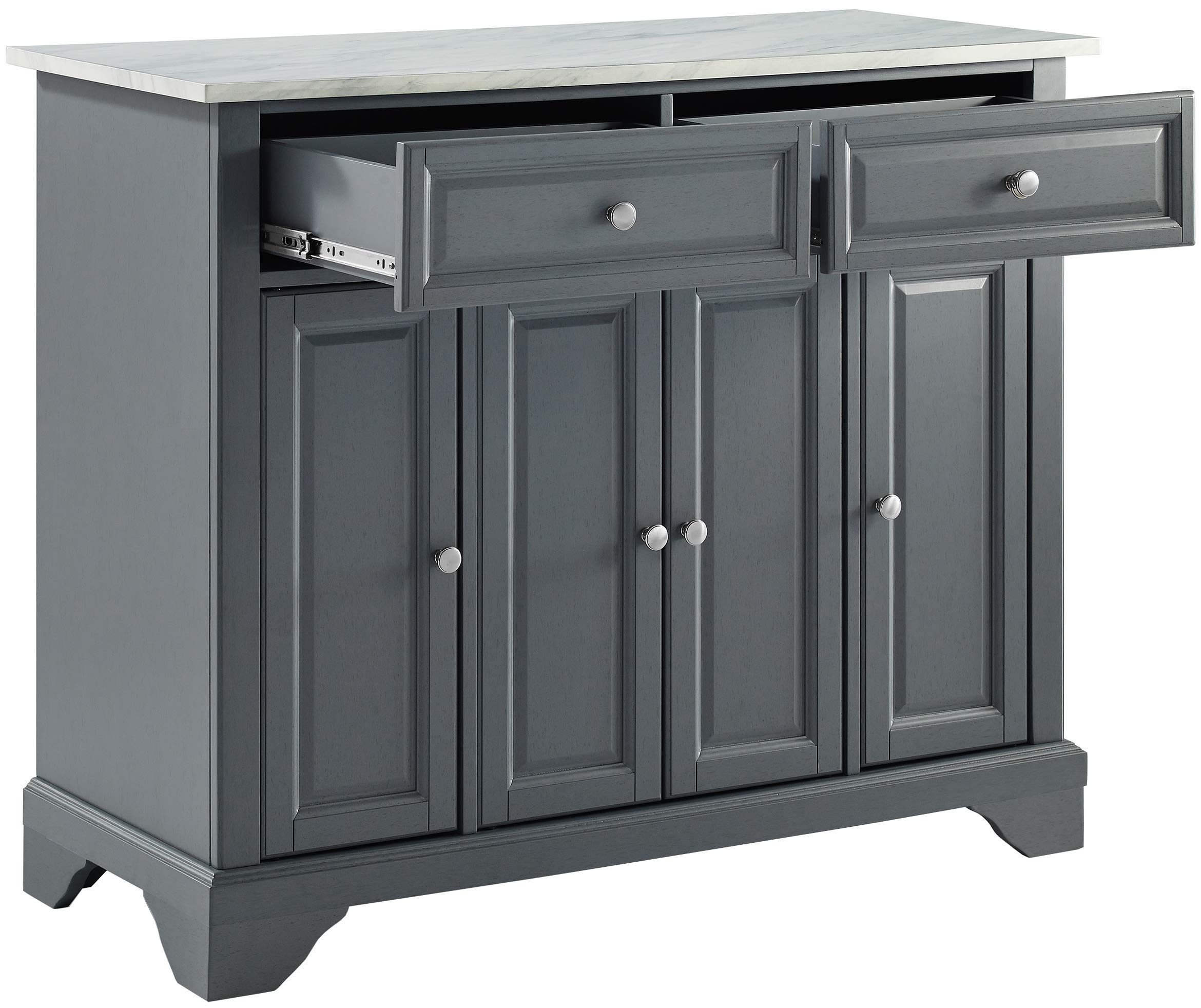 Crosley Avery Kitchen Island with Storage Shelves - Microwave Stand, Coffee Bar Station, Gray - Perfect for Small Kitchens, Breakfast Nooks & Home Bar Setups