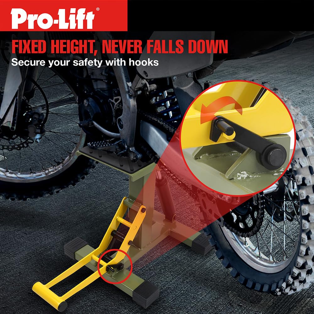Pro-Lift Dirt Bike Stand Lift - 440 lbs Capacity Hydraulic Motorcycle Jack with Adjustable Height, Heavy Duty Pit Bike Repair Stand for Maintenance & Storage - Perfect for Garage, Workshop & Off-Road Riding