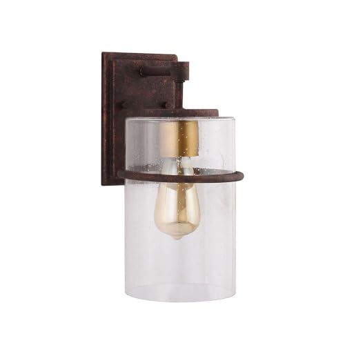 EGLO USA 204544A Rustic One Light Outdoor Wall Sconce - Brandel Collection 7 Inch Rust Finish - Perfect for Porch, Patio, Garden & Exterior Entryway Lighting