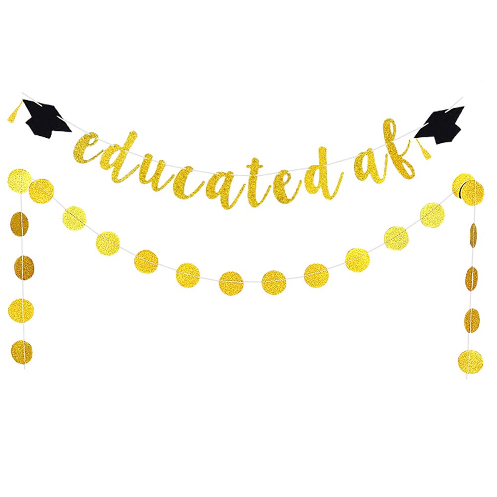 ABOOFAN Graduation Glitter Banner Set - High School & College Graduation Party Decorations, Cap & Doctor Hat Paper Decor - Perfect for Graduation Ceremonies, Photo Booths & Celebration Parties
