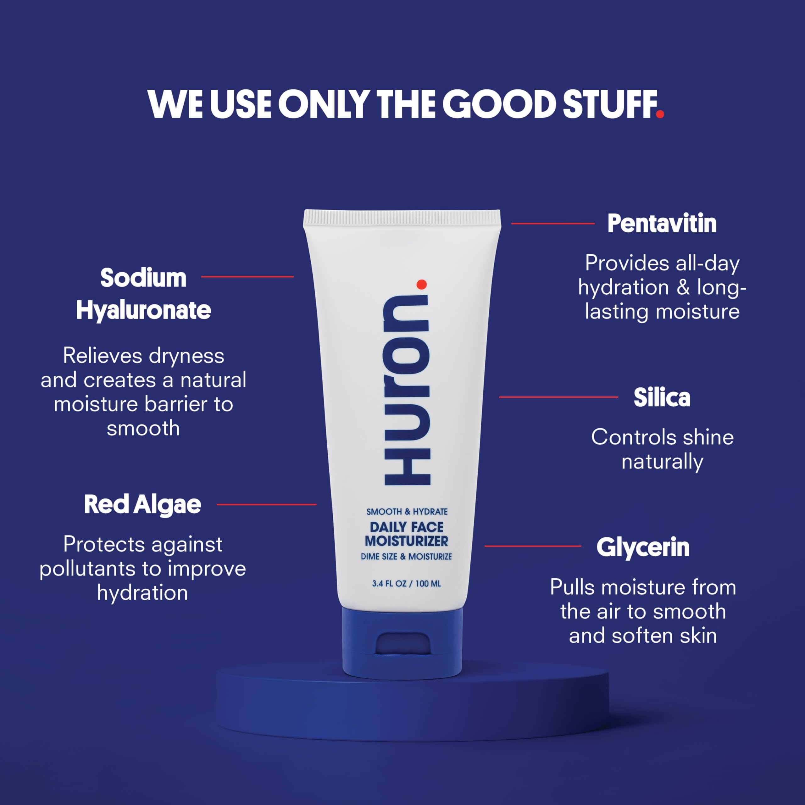 Huron Men’s Face Moisturizer – Lightweight, Soothing & Cooling Hydrating Lotion for Dry Skin – Vegan, Phthalate-Free, Sulfate-Free, Paraben-Free – 3.4 Fl Oz – Perfect for Daily Skincare Routine & Post-Shave Relief