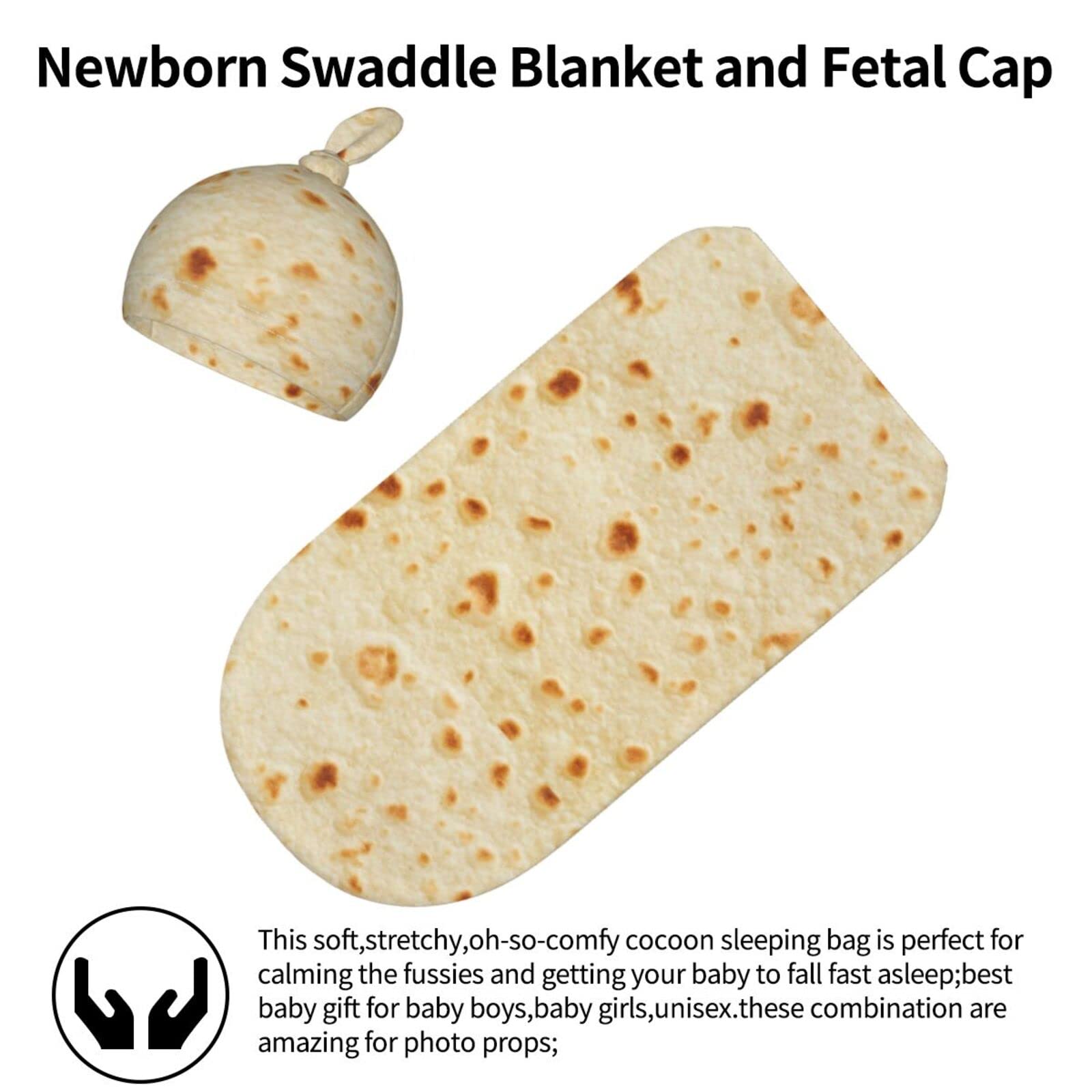 Soft Baby Burrito Swaddle Blanket - Newborn Sleeping Sack Wrap for Infants 0-6 Months | Cute Tortilla-Themed Swaddling Blanket for Nursery, Photo Shoots & Baby Showers
