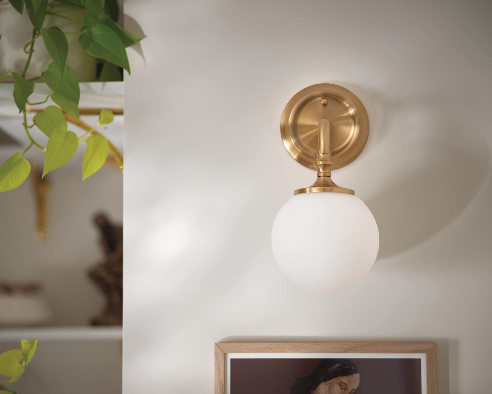Moen YB0561BG Colinet 1-Light Brushed Gold Bathroom Vanity Light Fixture with Frosted Glass - Dual Mount for Bathroom, Powder Room & Dressing Area