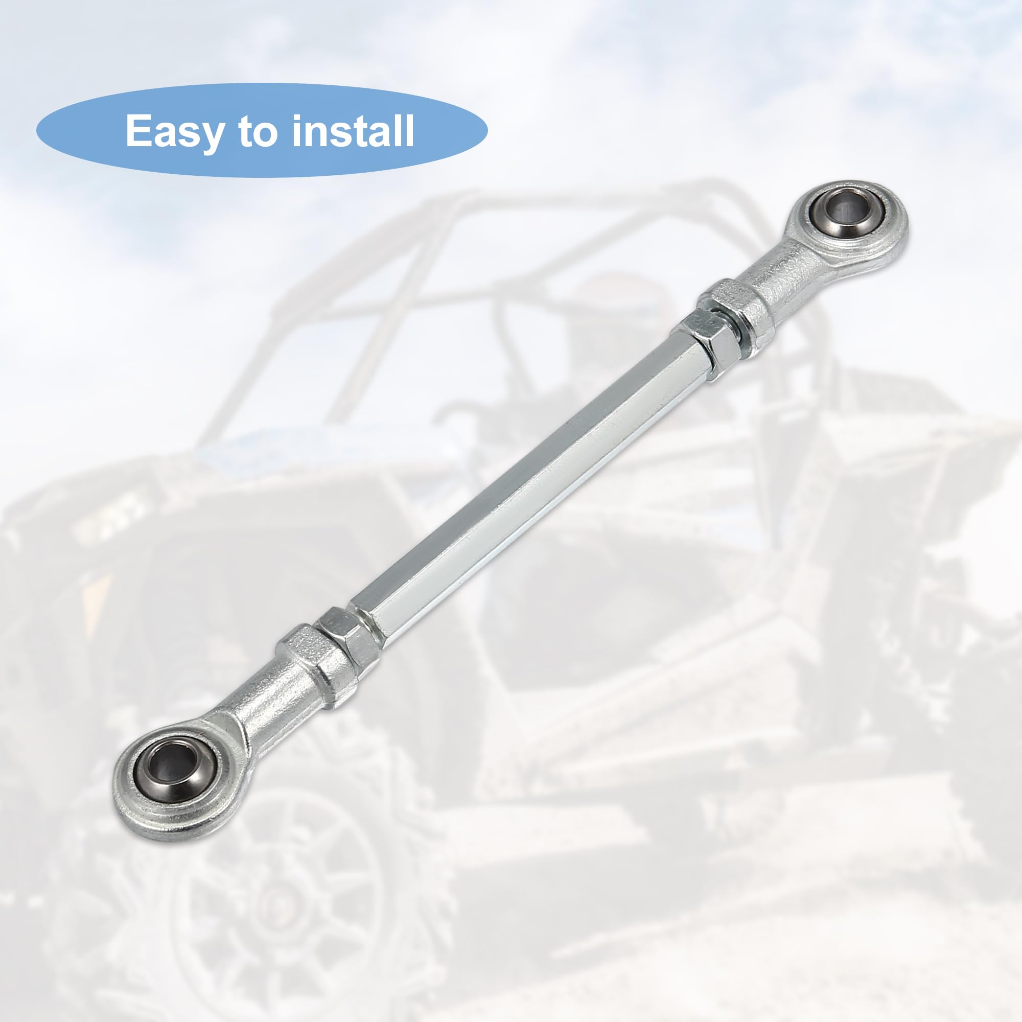 Motoforti 2pcs 140mm Adjustable Steering Tie Rod Ball Joints 8mm Hole Diameter for 49cc Electric ATV & Go Kart - Silver Tone - Perfect for Steering Column & Suspension Upgrades