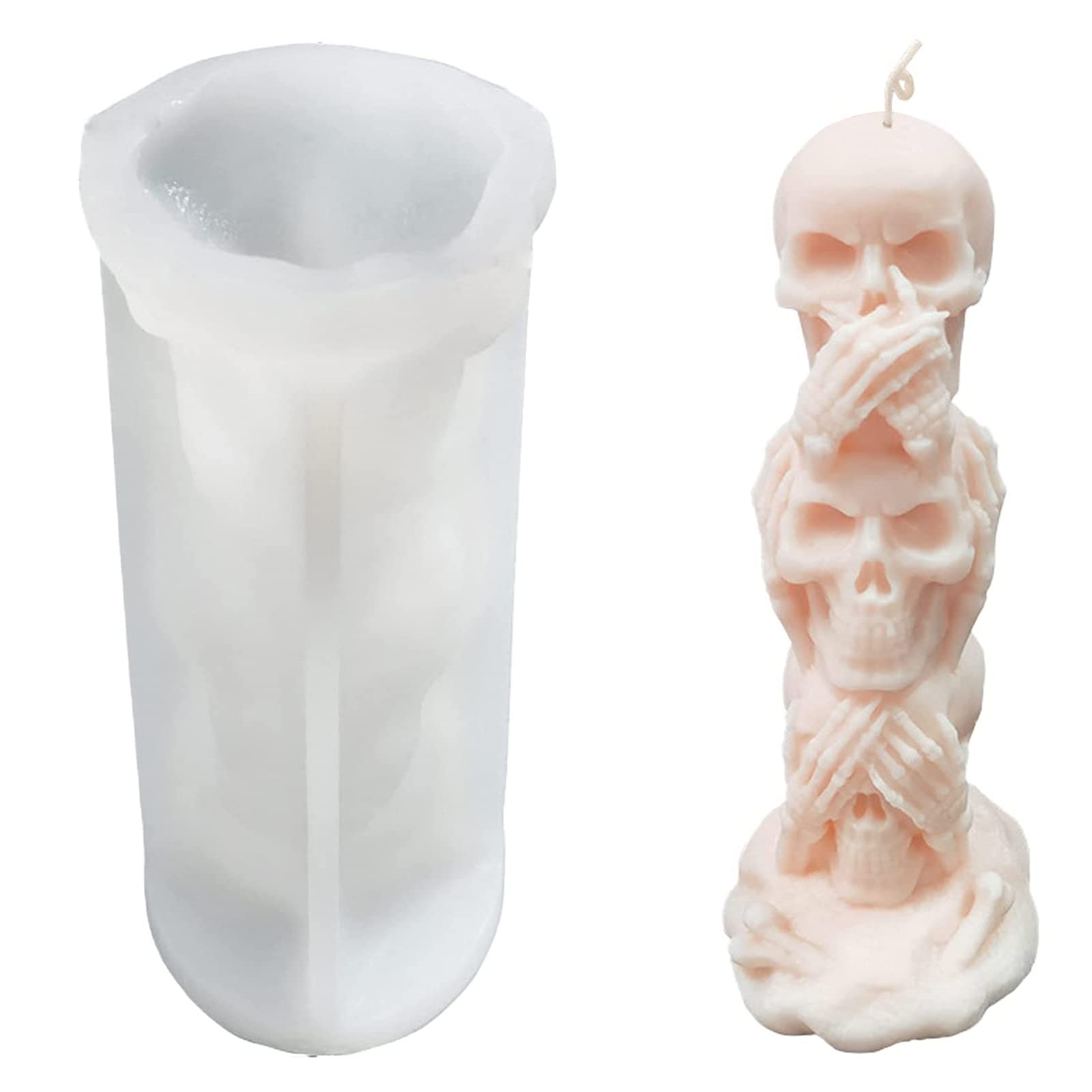 3D Skull Candle Molds for Candle Making - Halloween Resin Molds & Party Candy Molds - Perfect for DIY Crafts, Home Decor, and Spooky Halloween Party Accessories