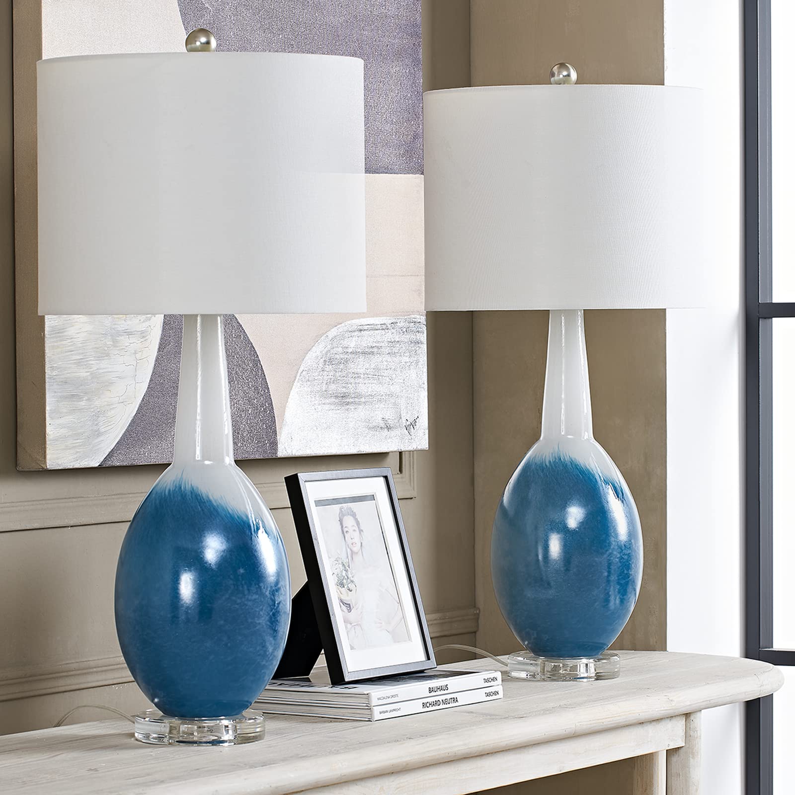 Maxax Coastal Glass Table Lamps Set of 2 - 28.5