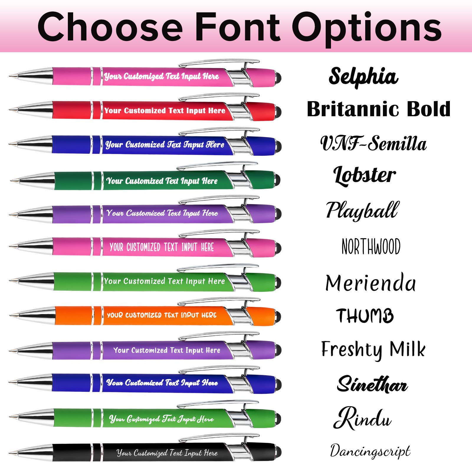 Custom Personalized Ballpoint Pens - 100 Pcs Bulk with Name & Logo Printing - Smooth Black Ink Touch Tip Design - Perfect for Office, School & Corporate Gifts