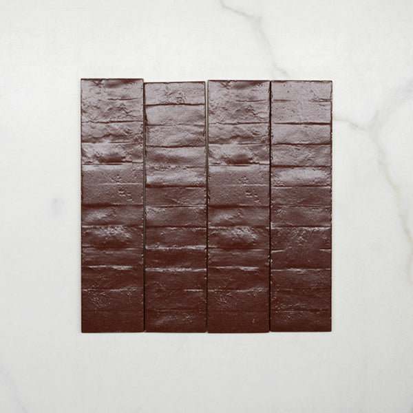Burgundy Olivia Feature Subway Matte Porcelain Tile 75 x 300mm - Perfect for Kitchen Backsplash, Bathroom Walls & Modern Interior Design