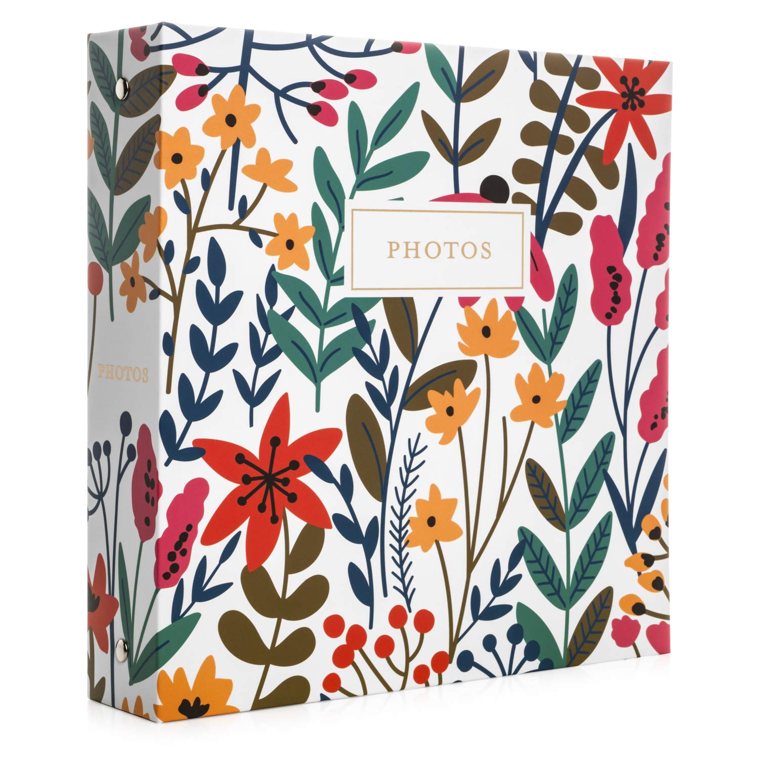 Jot & Mark 4x6 Photo Album with 200 Clear Pocket Sleeves - 6 Tab Dividers & 3-Ring Binder (8.5x9.5 Inch, Wildflower Bouquet Design) - Perfect for Wedding, Baby, Travel & Family Photo Organization