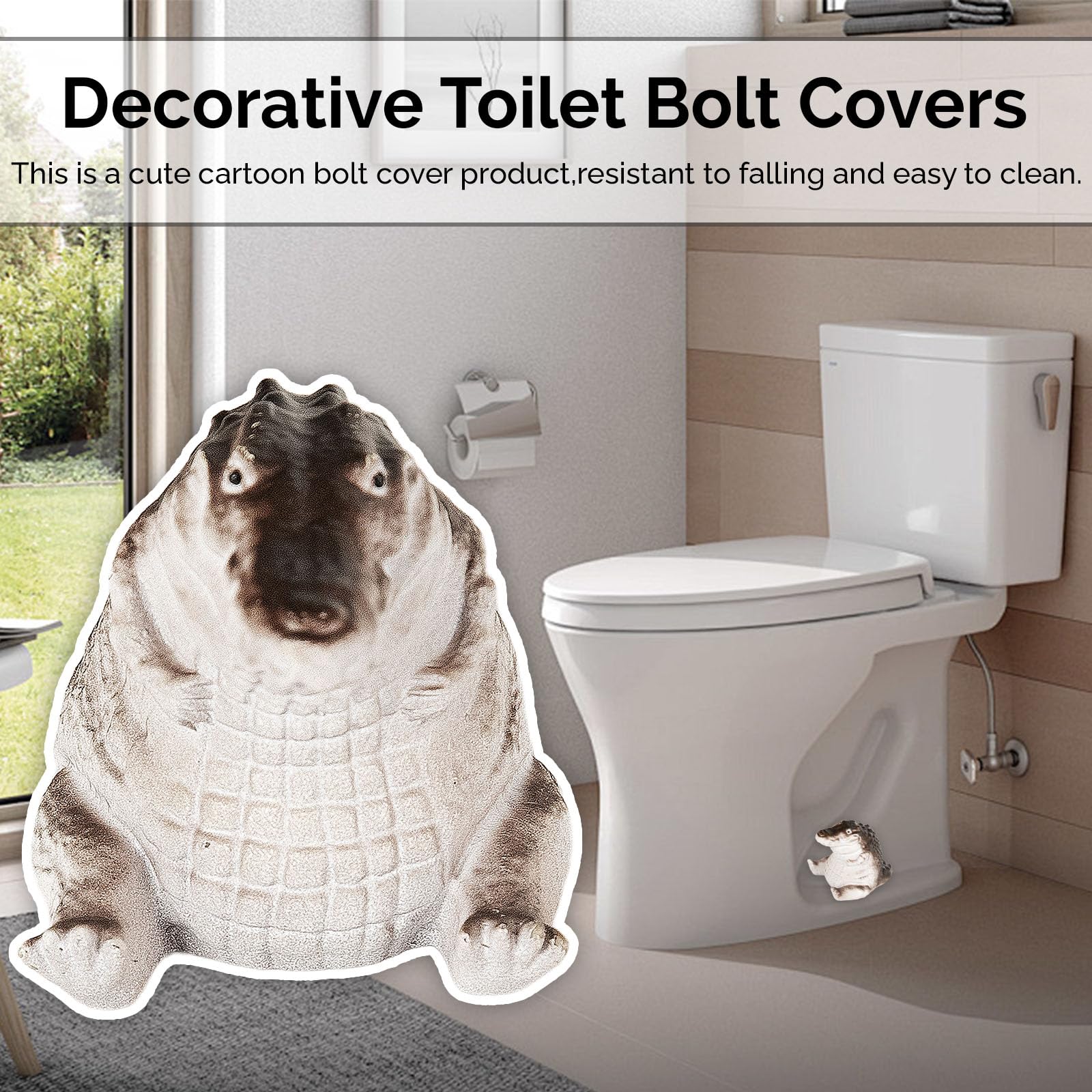 1 Pcs Decorative Toilet Bolt Covers - Cartoon Resin Crocodile Themed Toilet Screw Cover Caps - Bathroom Accessories for Home Decor - Perfect for Kids' Bathroom, Themed Restrooms & DIY Home Improvement Projects