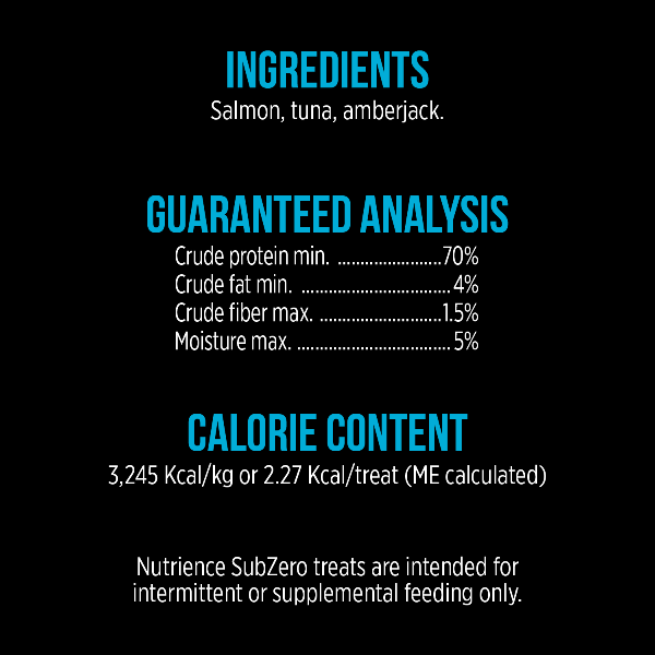 Nutrience SubZero Freeze Dried Salmon, Tuna & Amberjack Dog Treats - High Protein, Grain Free, All Natural Training Snacks for Small & Large Dogs - Perfect for Outdoor Adventures & Reward Training