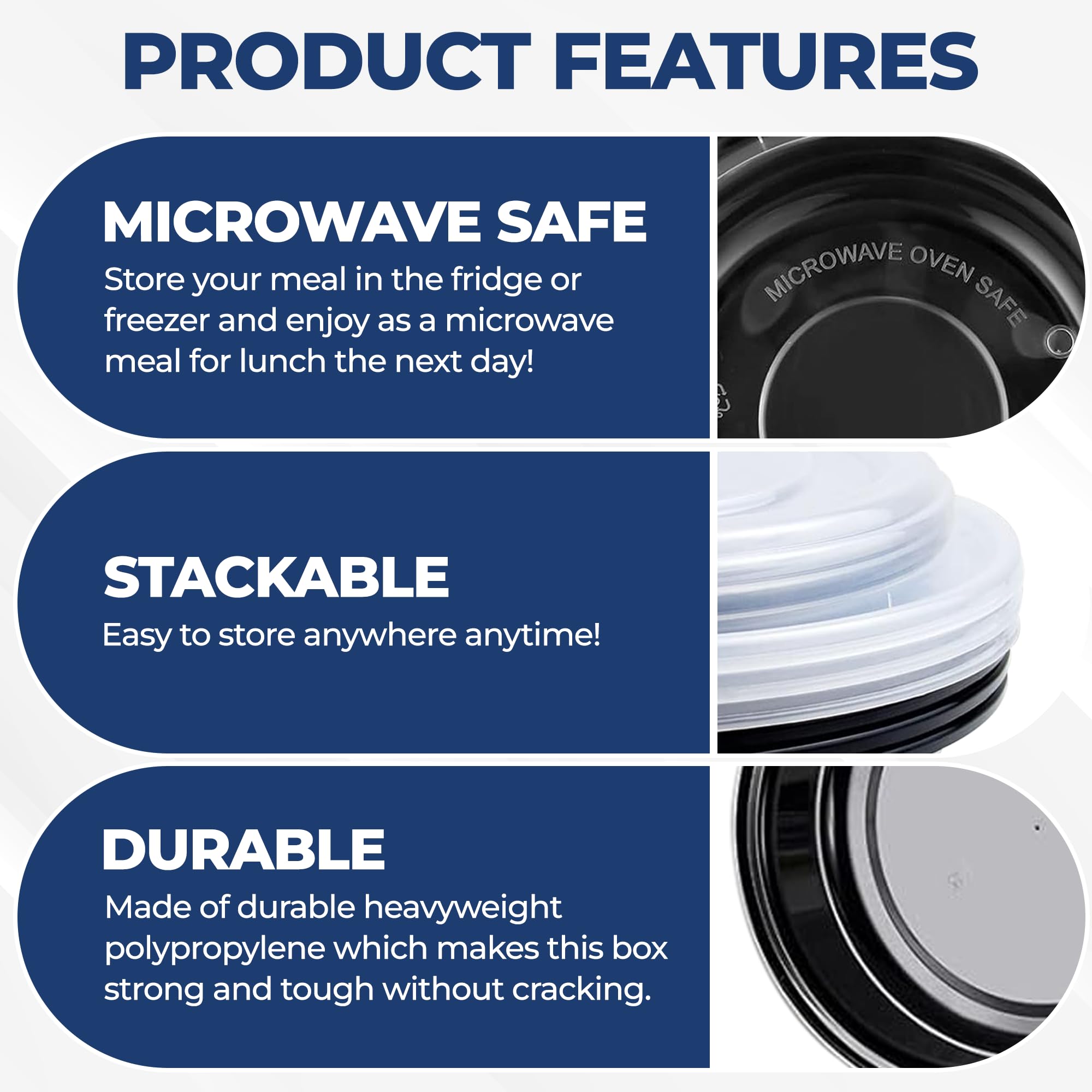 32 Oz Disposable Plastic Bowls with Lids - 50 Pack Microwave Safe Meal Prep Containers for Salad, Soup, Leftovers | BPA-Free To-Go Food Storage | Perfect for Office Lunch, Picnics & Takeout