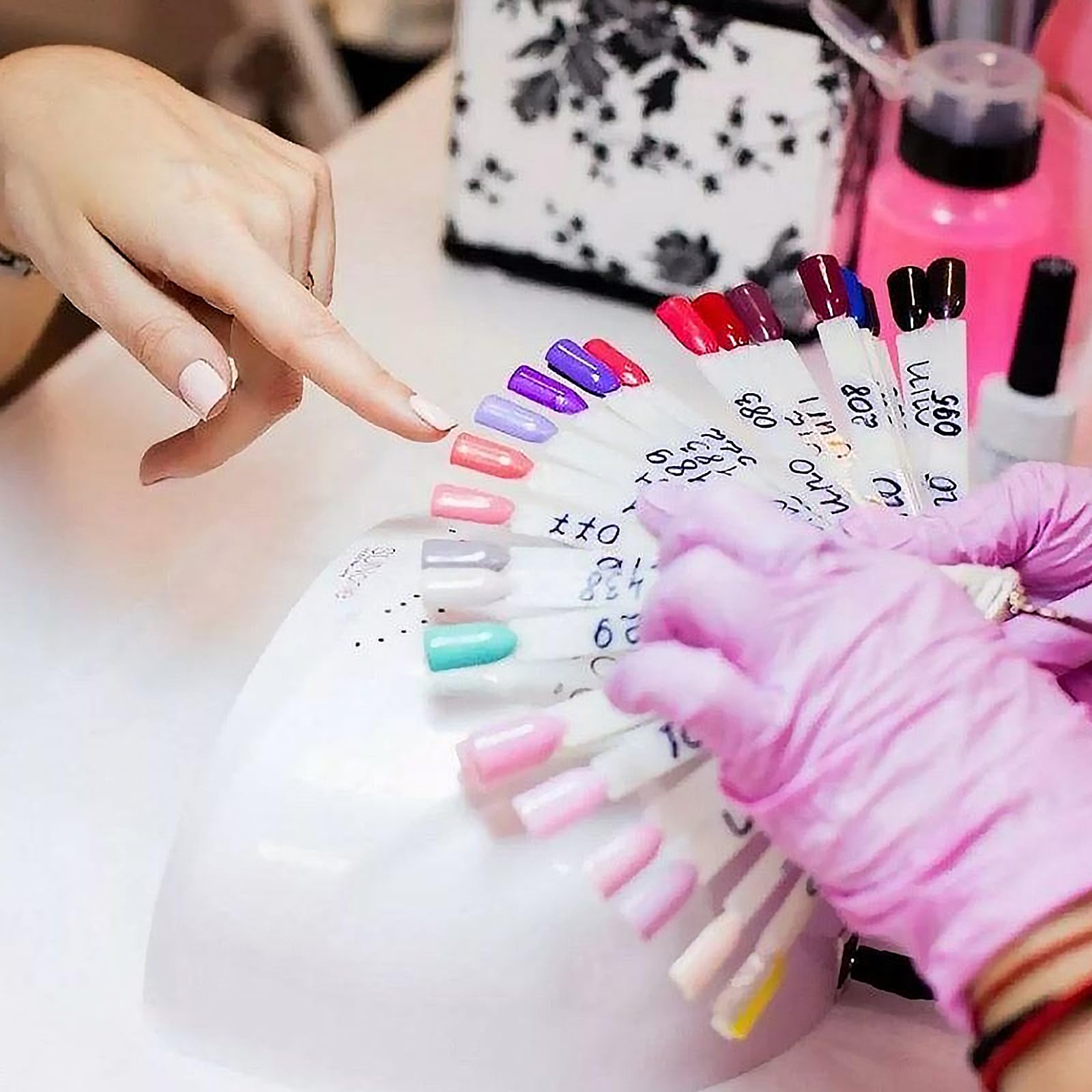 Allstarry 200 Pcs Natural Nail Swatch Sticks with Ring - Numbered Round Head False Nail Tips for Nail Polish Display & Manicure Practice - Perfect for Salon Professionals & DIY Nail Art at Home