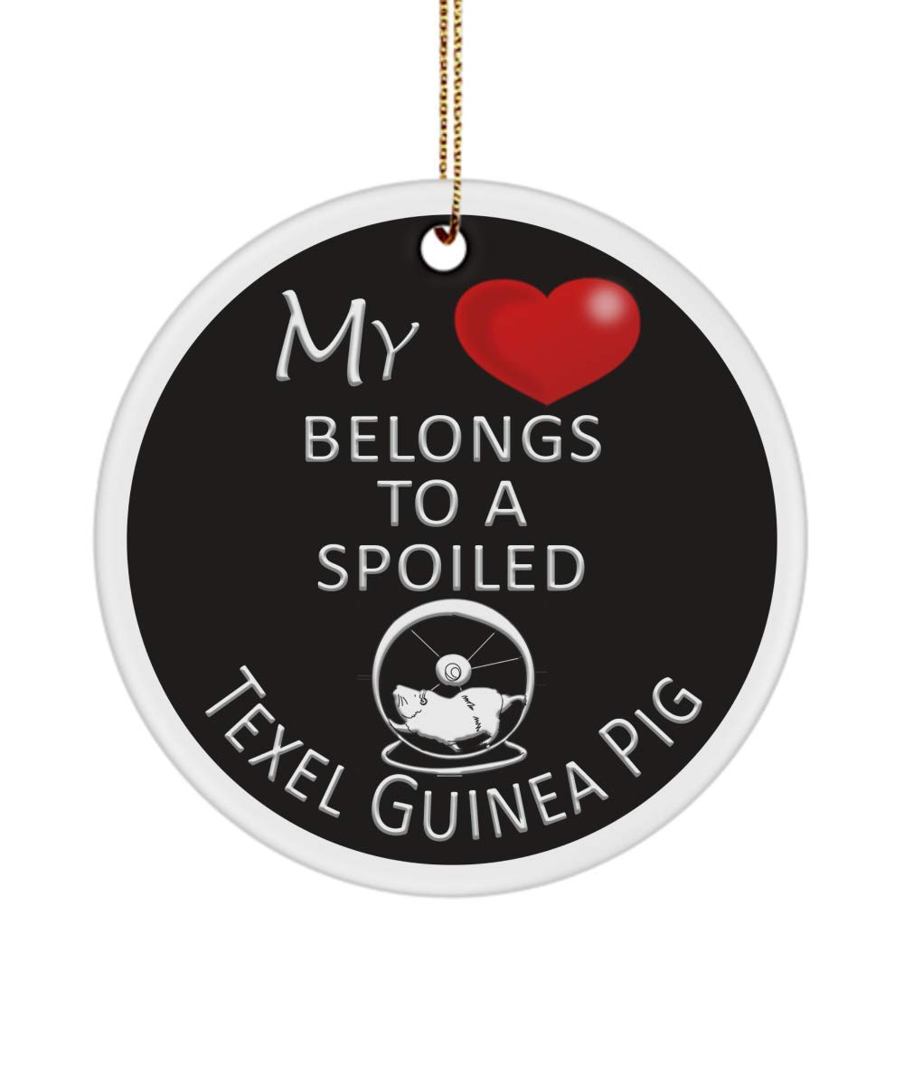 Texel Guinea Pig Ceramic Christmas Ornament - Cute Pet Lover Gift for Guinea Pig Owners, Mom & Dad - 