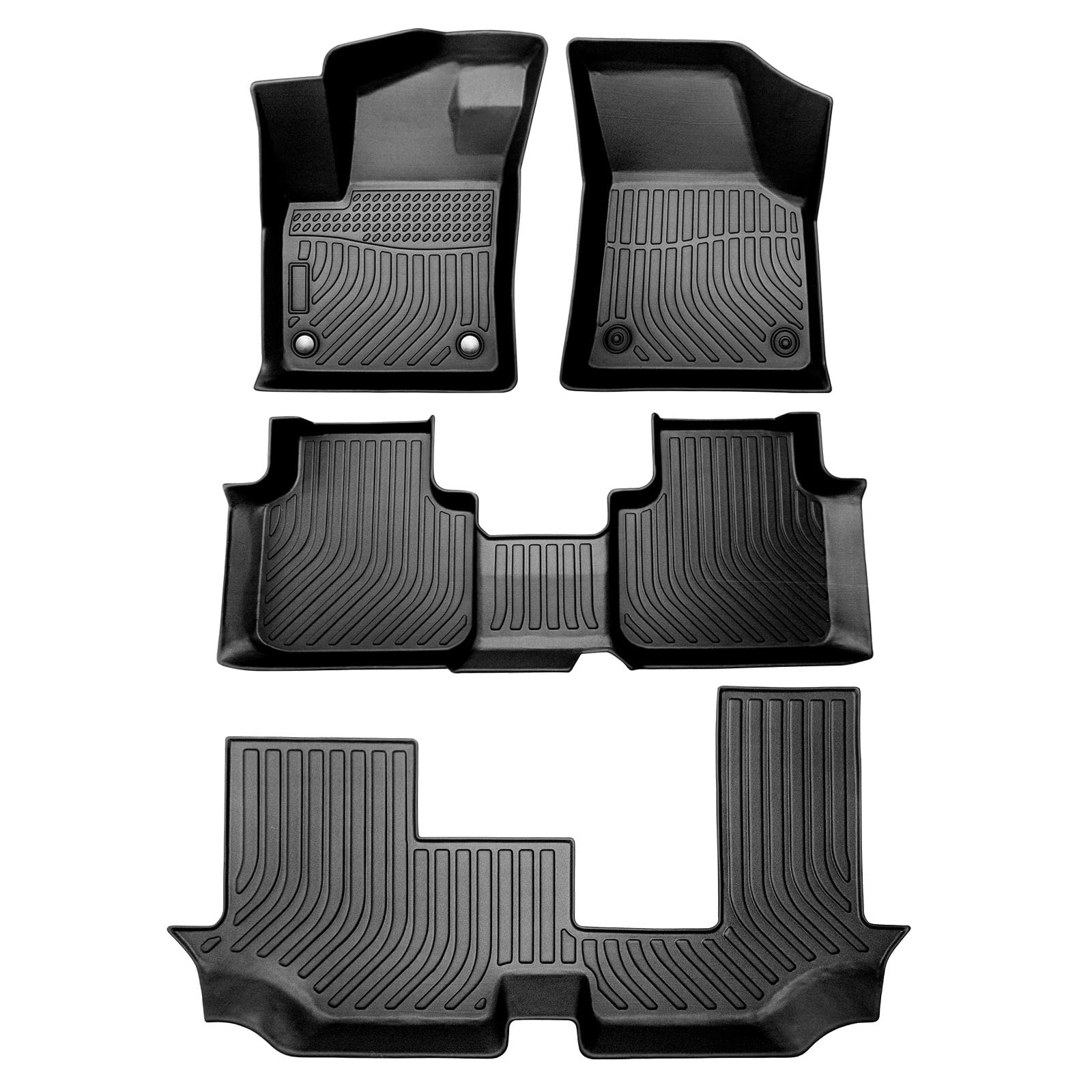 Custom Fit VW Atlas 2018-2025 Floor Mats - Heavy Duty 3 Row Full Set for 7 Passenger Bench Seating | All-Weather Protection & Perfect Fit Accessories | Ideal for Family Road Trips, Daily Commutes & Outdoor Adventures