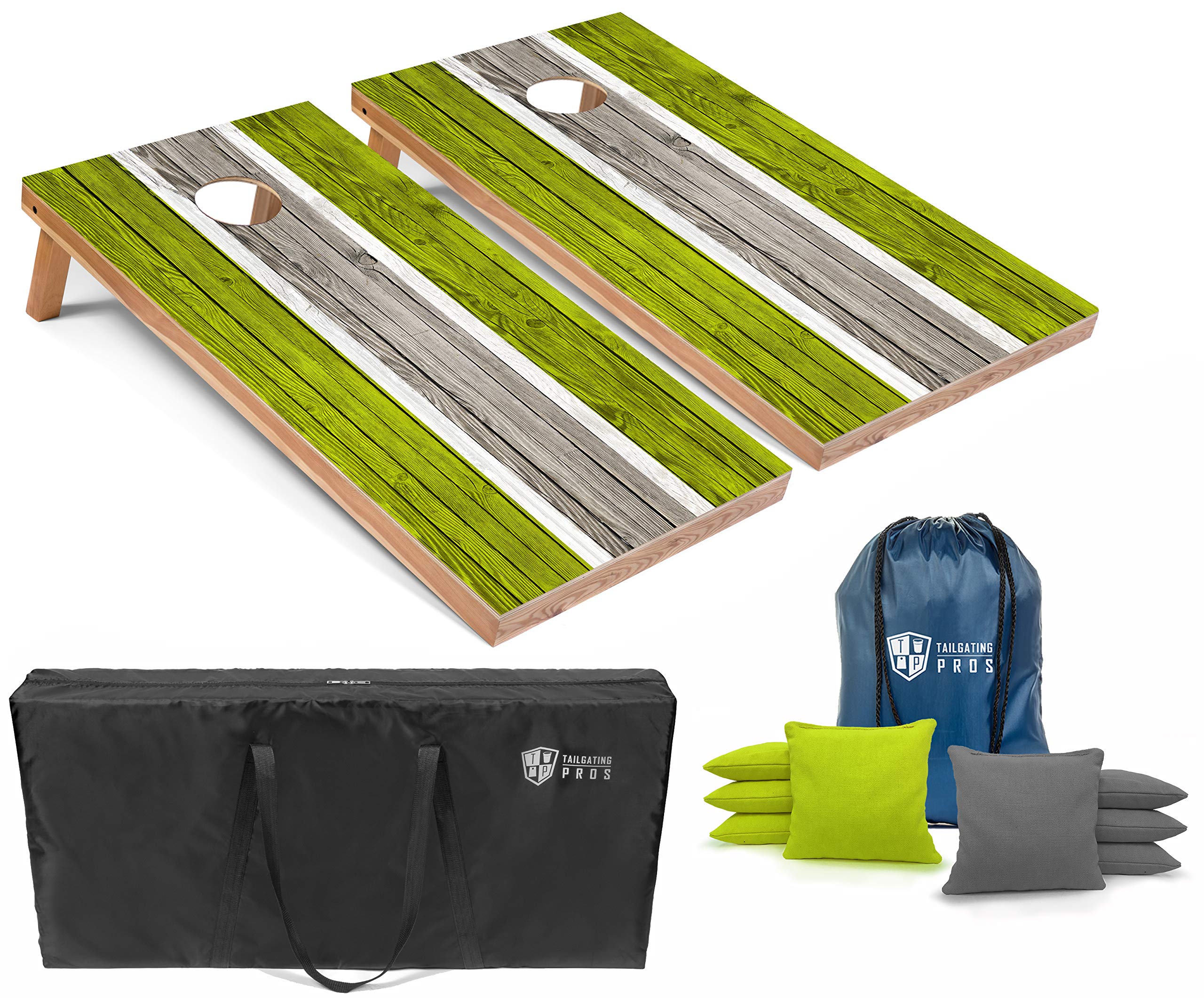 Premium LED Cornhole Board Set - 4'x2' Regulation Size with Striped Lightweight Design, LED Rings, 8 Bean Bags & Carrying Case - Perfect for Tailgating, Backyard Parties, and Outdoor Games
