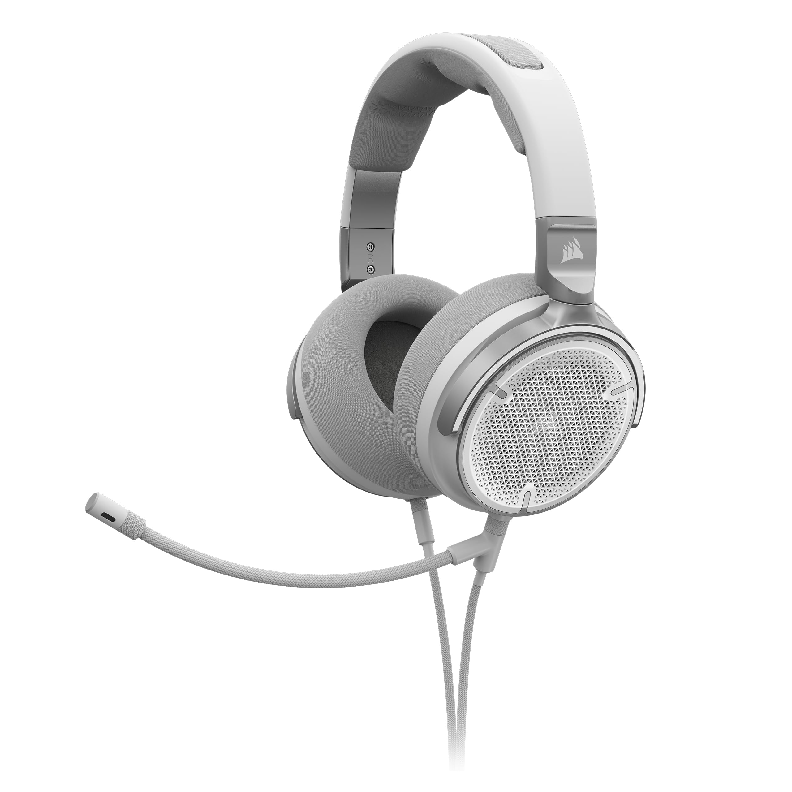 CORSAIR VIRTUOSO PRO Open Back Wired Gaming Headset with Detachable Mic - High-Fidelity Graphene Drivers (20Hz-40kHz) - Multiplatform Compatible (PC, Mac, PS5, Xbox, Switch, Mobile) - White - Perfect for Competitive Gaming, Streaming & Music Production