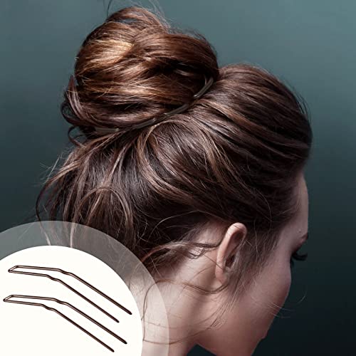 MTLEE 24 Pcs U Shaped Hair Pins - Strong Hold Ballet Bobby Pins for Updos, Buns & Braids | Metal U Pin Hair Forks for Women & Girls with Thick, Thin, Long or Curly Hair | Includes Storage Box (Brown, 2.5 Inch) | Perfect for Weddings, Ballet Performances & Everyday Hairstyling