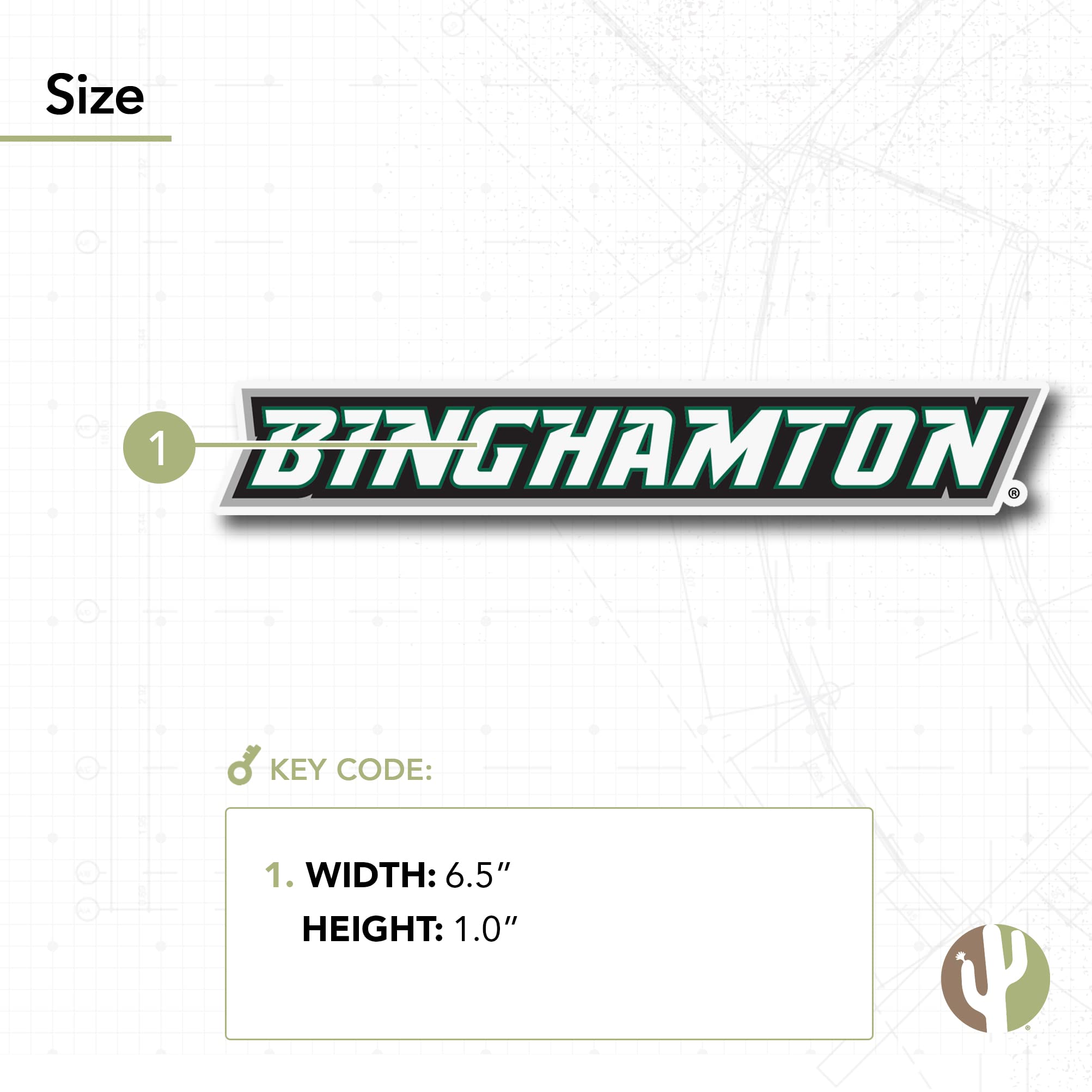 Binghamton University Bearcats Vinyl Decal Sticker - Desert Cactus Design for Laptop, Water Bottle, Car, Scrapbook - Perfect for College Students, Alumni & Fans (IND 00015A)