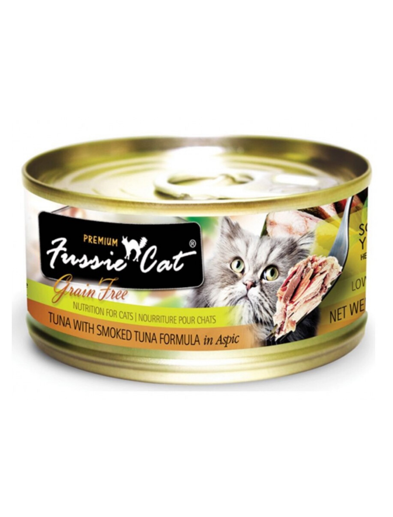 Premium Fussie Cat Black Label Tuna with Smoked Tuna Wet Cat Food - Grain-Free, High-Protein 80g Canned Cat Food for Adult & Senior Cats - Perfect for Picky Eaters & Special Occasions