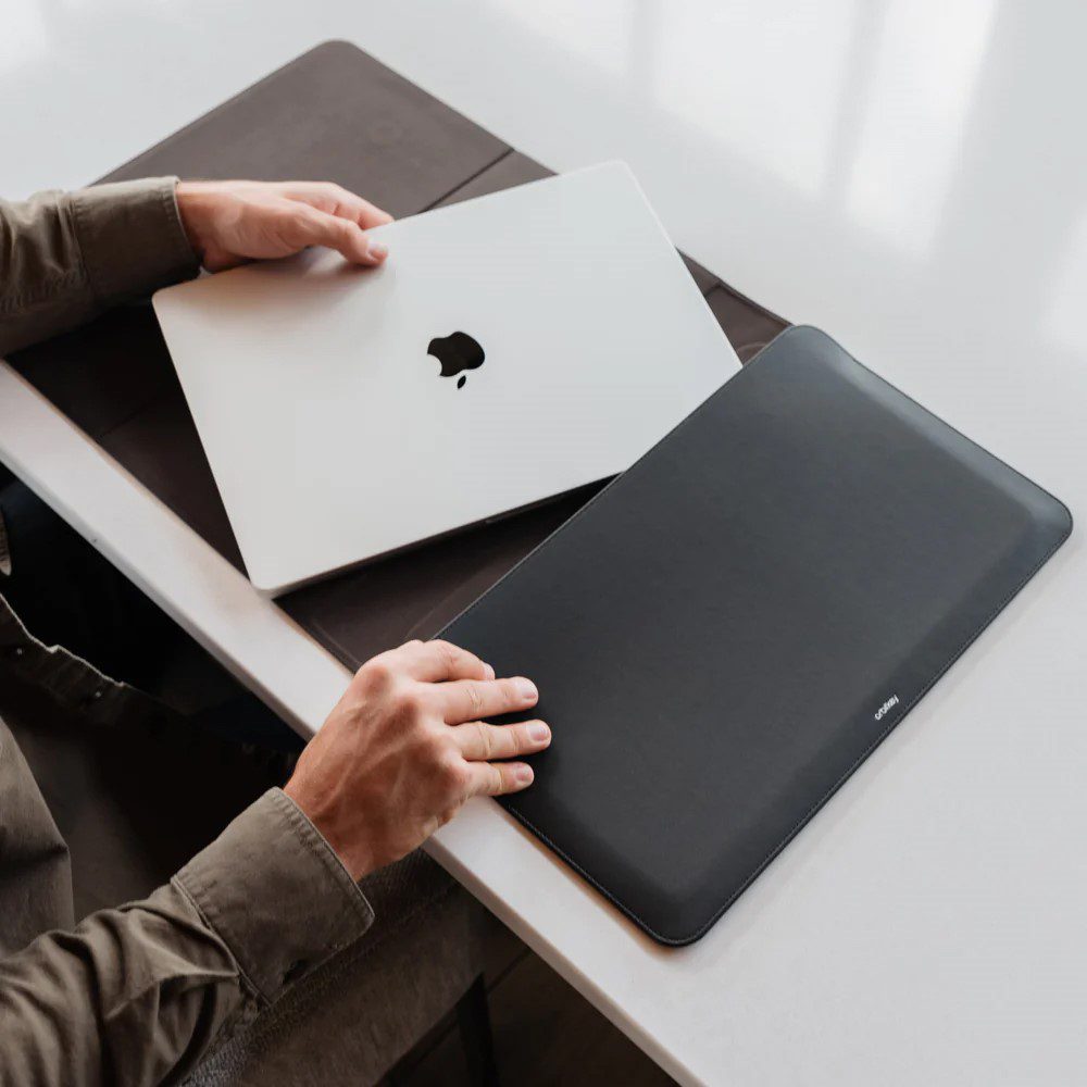 ORBITKEY Hybrid Laptop Sleeve & Desk Mat - Premium Black Protective Case for MacBook & Laptops (2 Size Options) - Perfect for Office, Travel & Home Workspace Organization