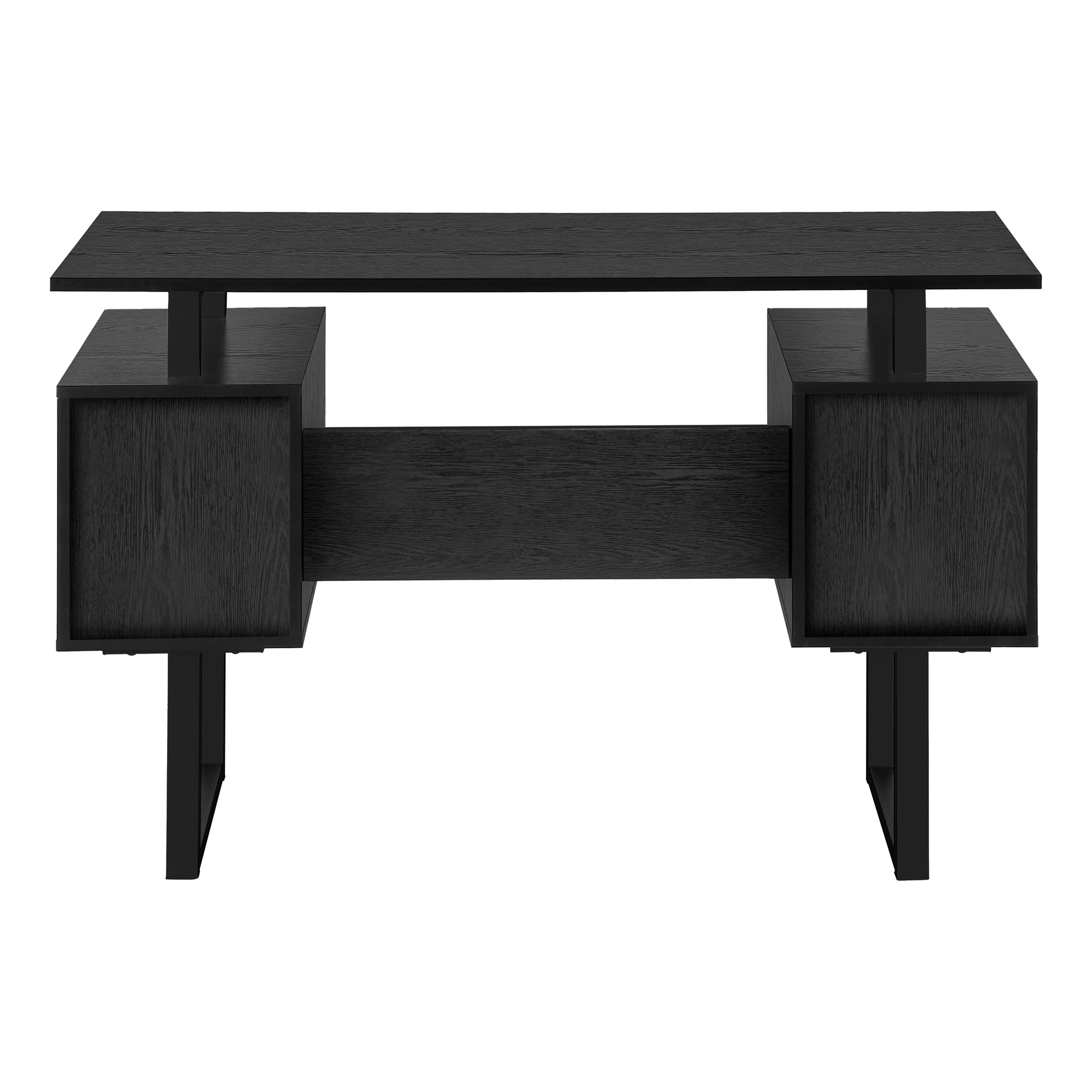 48L Black Laminate Computer Desk with Storage Shelves - Modern Home Office Workstation for Small Spaces, Gaming & Study - Sturdy Writing Desk with Keyboard Tray & Cable Management