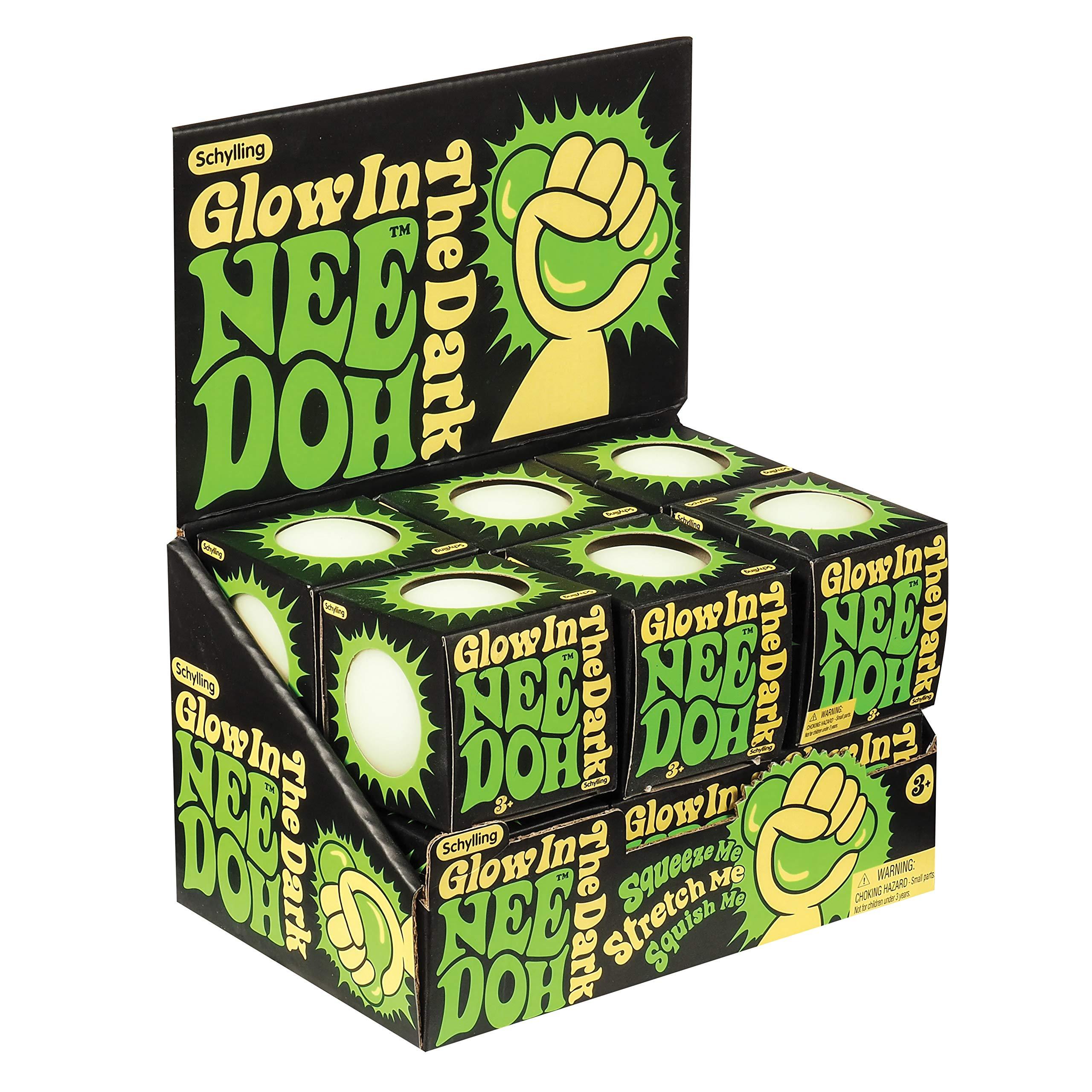 Glow in The Dark Nee Doh Stress Ball - Squishy Sensory Fidget Toy for Kids & Adults - Fun Party Favors, Anxiety Relief & Office Desk Decor - Perfect for Gifts, Classrooms & Stress Relief