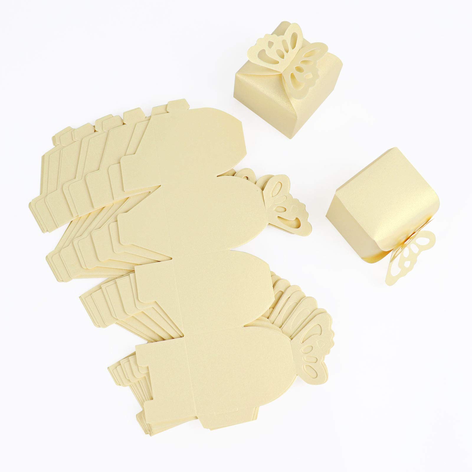 Yellow Butterfly Wedding Favor Boxes - 50pcs for Baby Shower & Party Decor