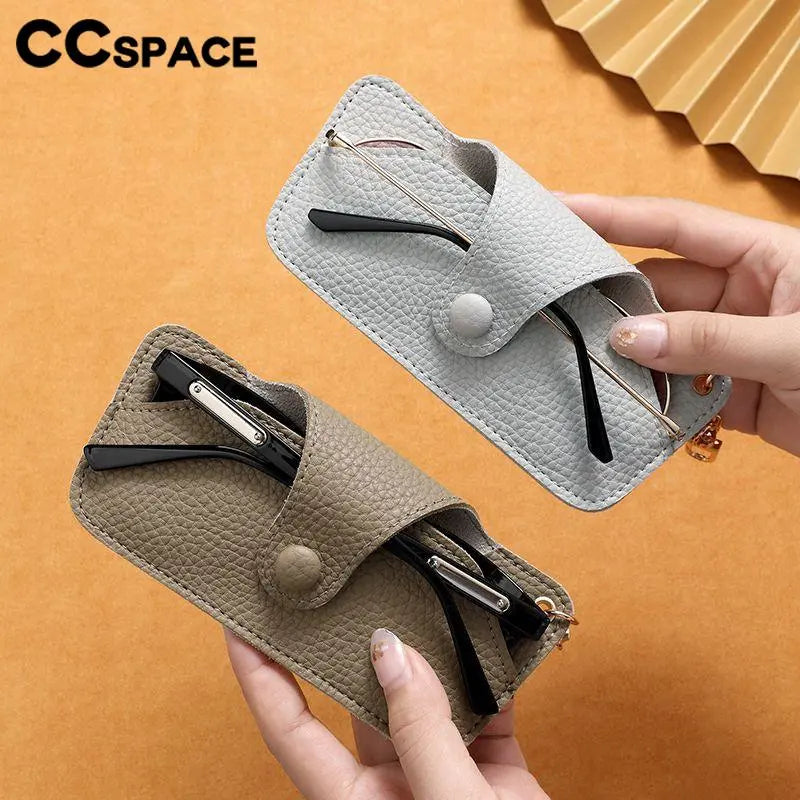 CCSpace Handcrafted PU Leather Eyeglass Case - Durable & Stylish Eyewear Protector for Men & Women - Perfect for Travel, Work & Everyday Use