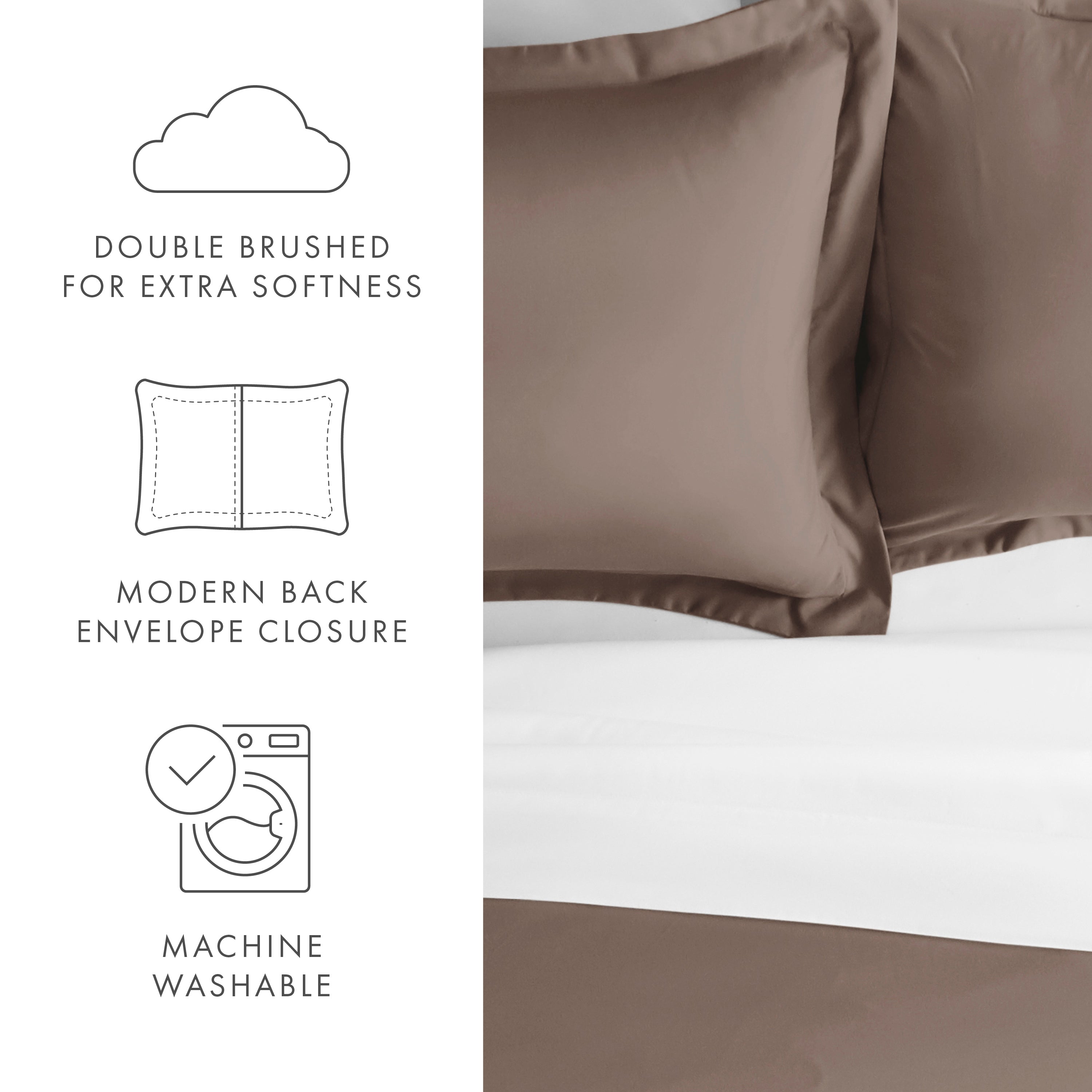 2 Piece Pillow Sham Set - Soft & Breathable Cotton Pillow Covers for Bedroom Decor - Perfect for Queen & King Size Beds (White, Beige, Gray) - Ideal for Home, Hotel & Airbnb Styling