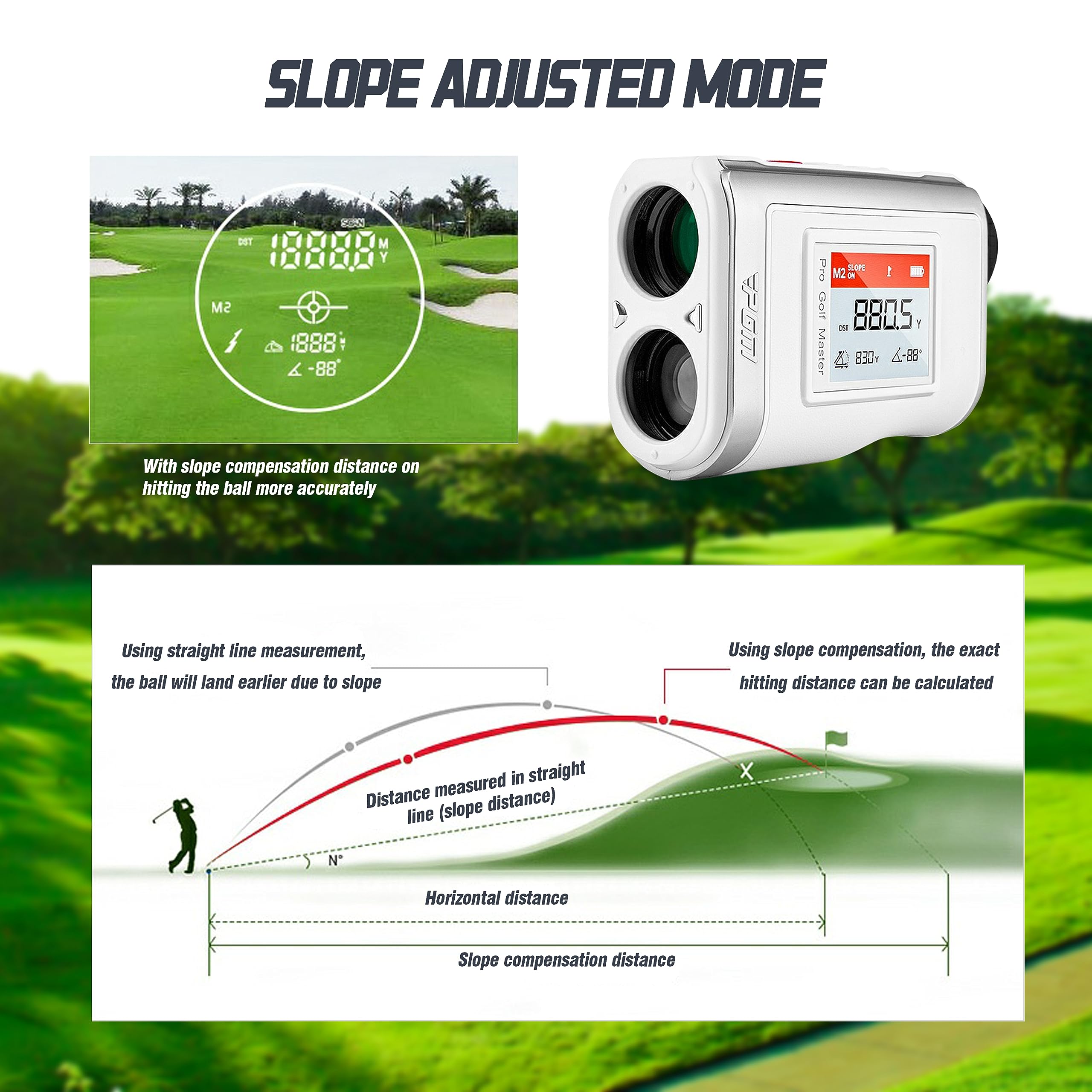 PGM Golf Rangefinder with Slope - 600 Yard Laser Range Finder with 7X Magnification, Flag Lock & Vibration, Magnetic Strap - Perfect Golf Accessory for Men (Ideal for Course Play & Tournament Practice)