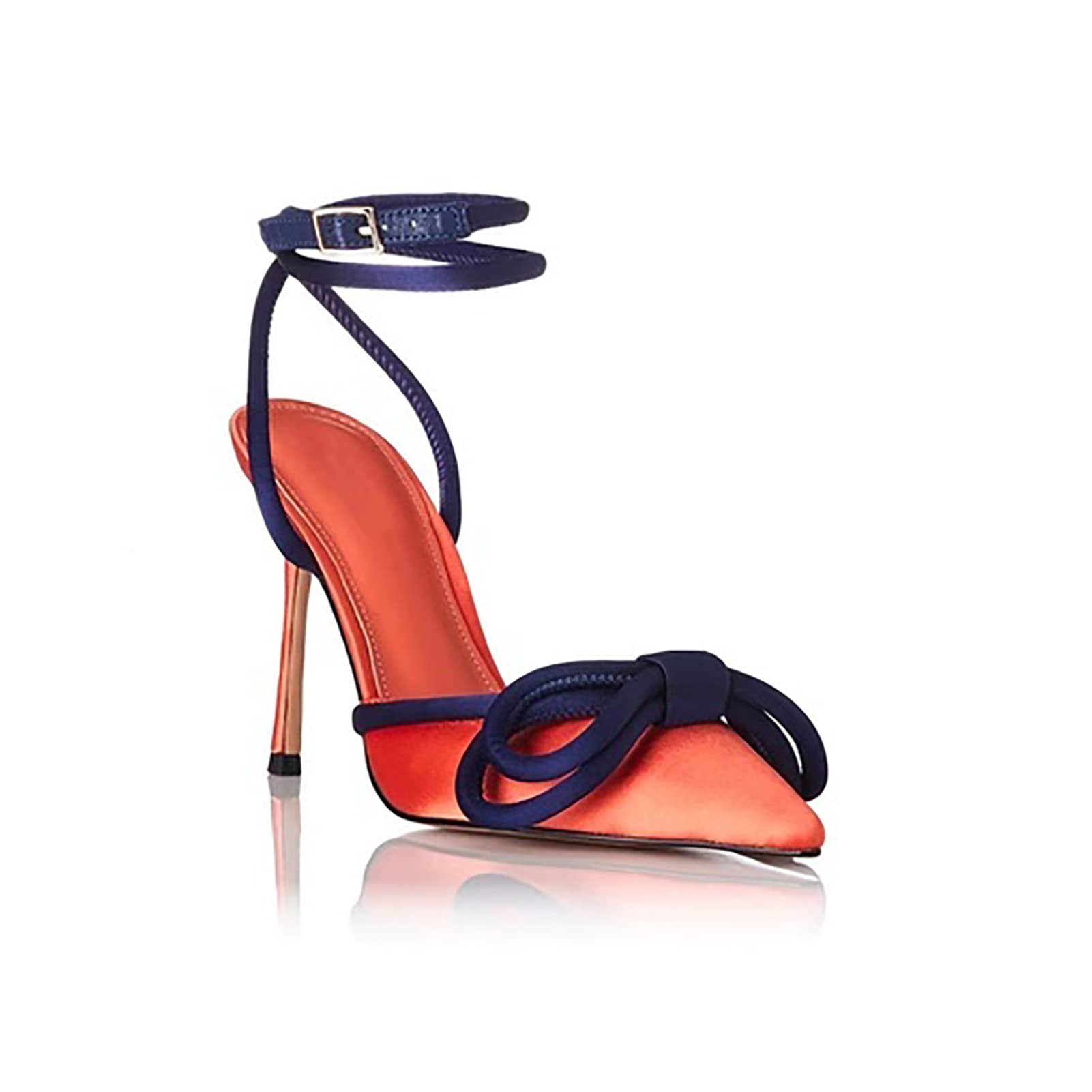 ZYMQ Women's Colorblock Pointed Toe Bow Stiletto Mid-Heel Sandals - Elegant Dress Shoes for Parties, Weddings & Office Wear