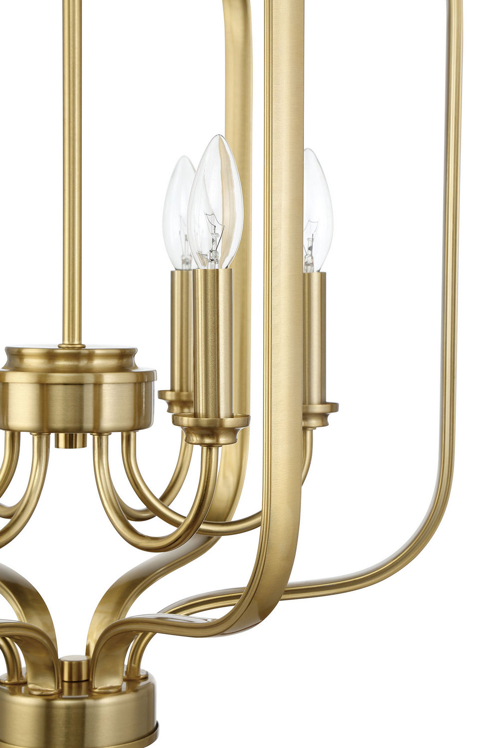 Bolden Six-Light Foyer Chandelier in Satin Brass - Modern Entryway Lighting Fixture for Hallway, Staircase & Dining Room Decor