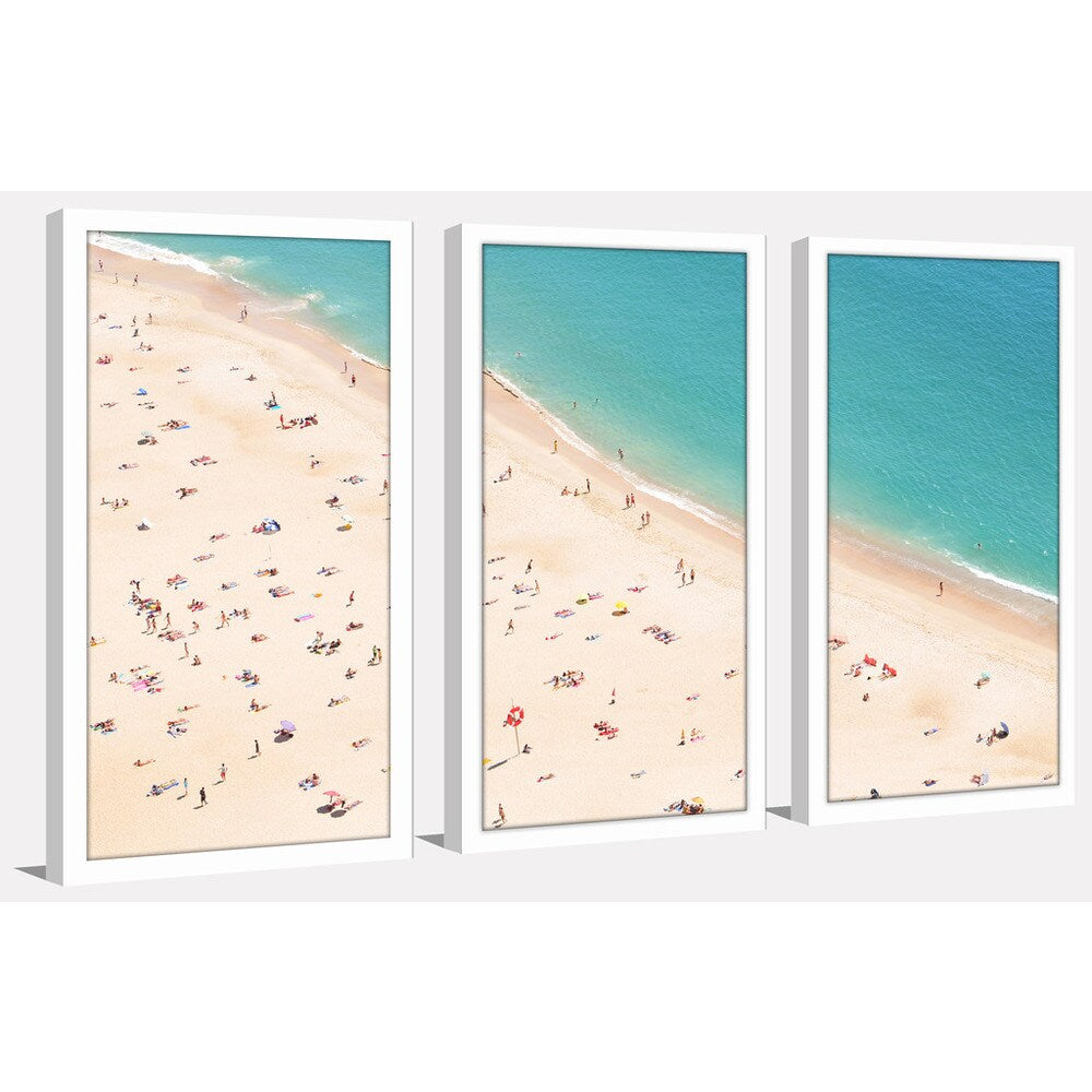Beach Please V Framed Plexiglass Wall Art Set of 3 - Coastal Decor for Living Room, Bedroom & Office - Modern Beach Themed Home Decor
