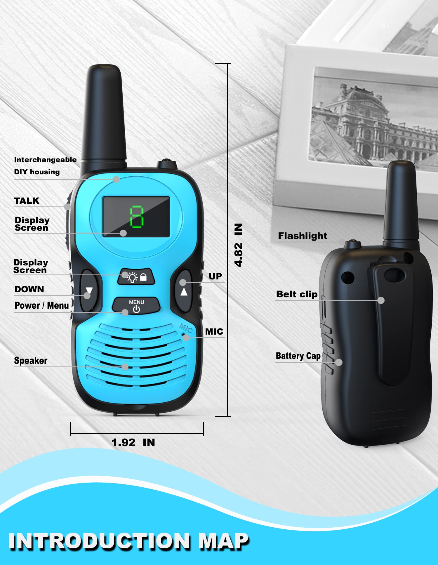 Kids Walkie Talkies 4 Pack - Rechargeable Long Range Walkie Talkies for Boys & Girls Ages 3-12 with USB Charger - Outdoor Toys for Camping, Hiking, Backyard Adventures & Family Games