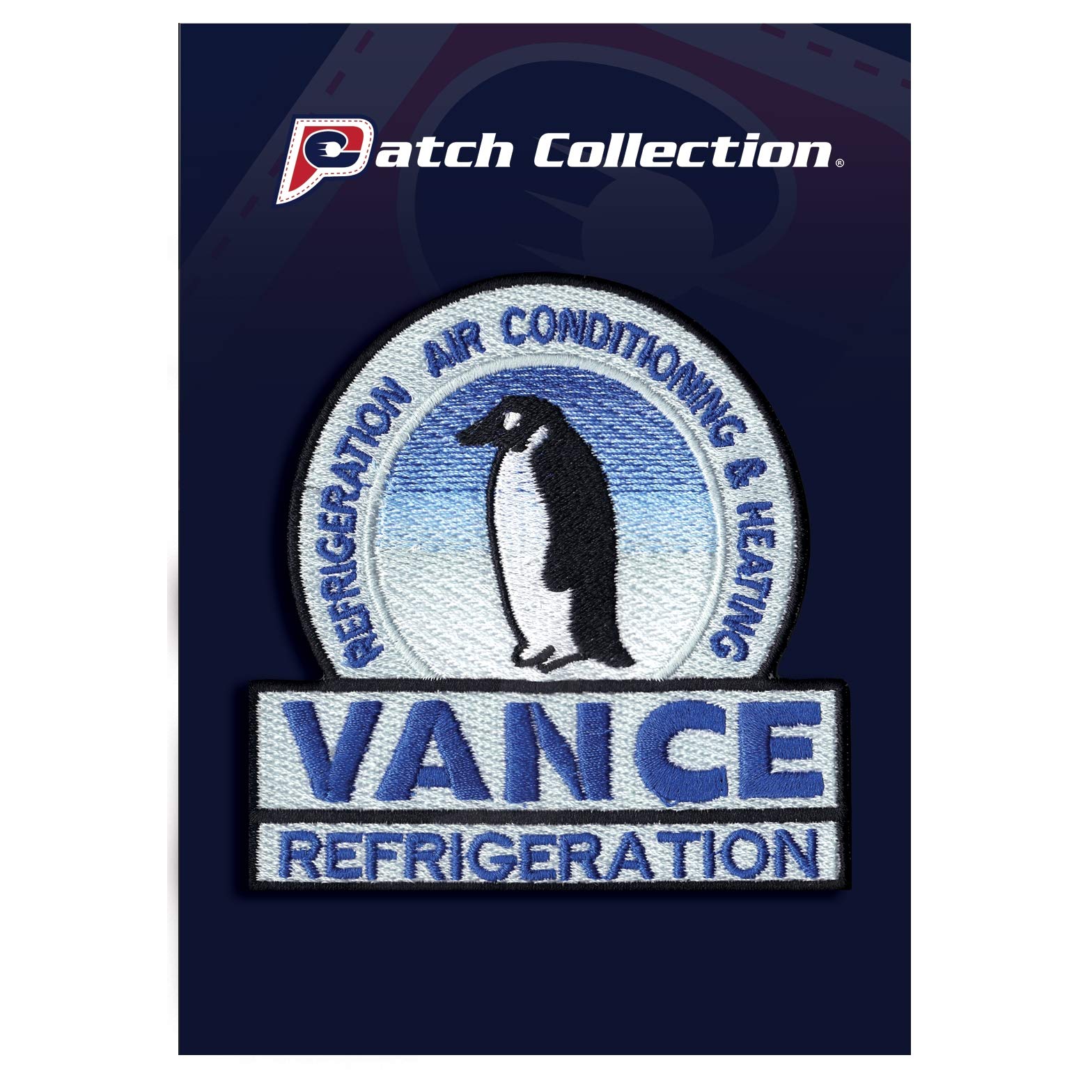 Vance Refrigeration Penguin Logo Embroidered Iron-On Patch for Uniforms & Workwear - Perfect for HVAC Technicians, Restaurant Staff & Service Professionals